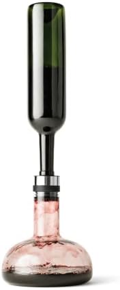 MENU Wine Breather for Red Wine, High-End Quality Glass Decanter, Original Scandinavian Designer Carafe with Built In Functional Aeator, Wine Accessory for Serving and Decanting (Clear-Silver)