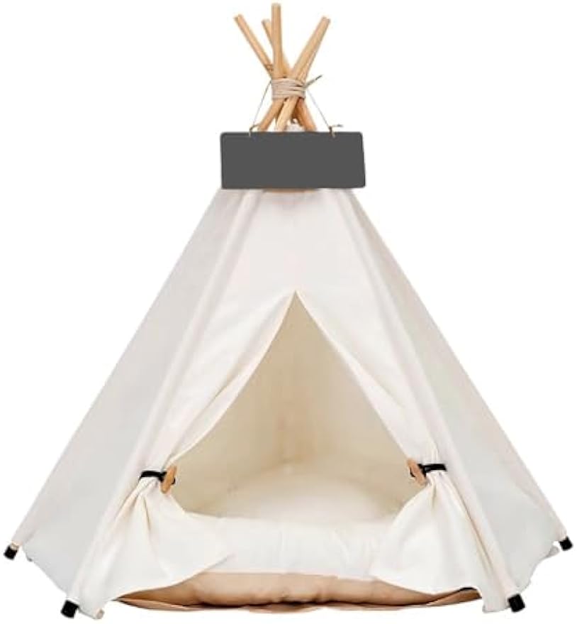 Pet Teepee Dog & Puppy Cat Tents Tipi Bed Portable Houses with Thick Cushion for Pets Up to 20lbs