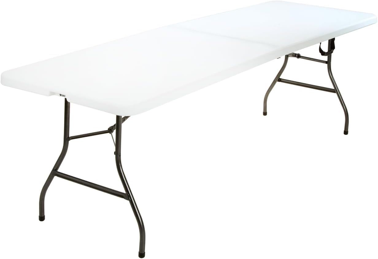 Fold-in-Half Banquet Table w/Handle, 6ft, White