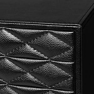 Extra Large Jewelery Box, 10-Layer Storage Case, Faux Leather Organizer with Drawers, Velvet Lining, Scandinavian Nordic Style (BLACK)
