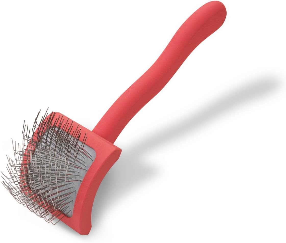 Dog Slicker Brush, Groom Like a Professional, Fluff Detangle Style, Saves Time Energy, Made in Germany, Coral, Medium