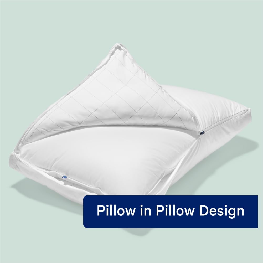 Pillow for Sleeping, Standard, White,100% Cotton Cover; Polyester Fabric Lining; Polyester Microfiber Fill