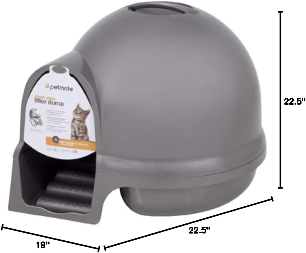 Cat Litter Box Dome (Made in the USA with 95% Recycled Materials)- Titanium, Made in USA