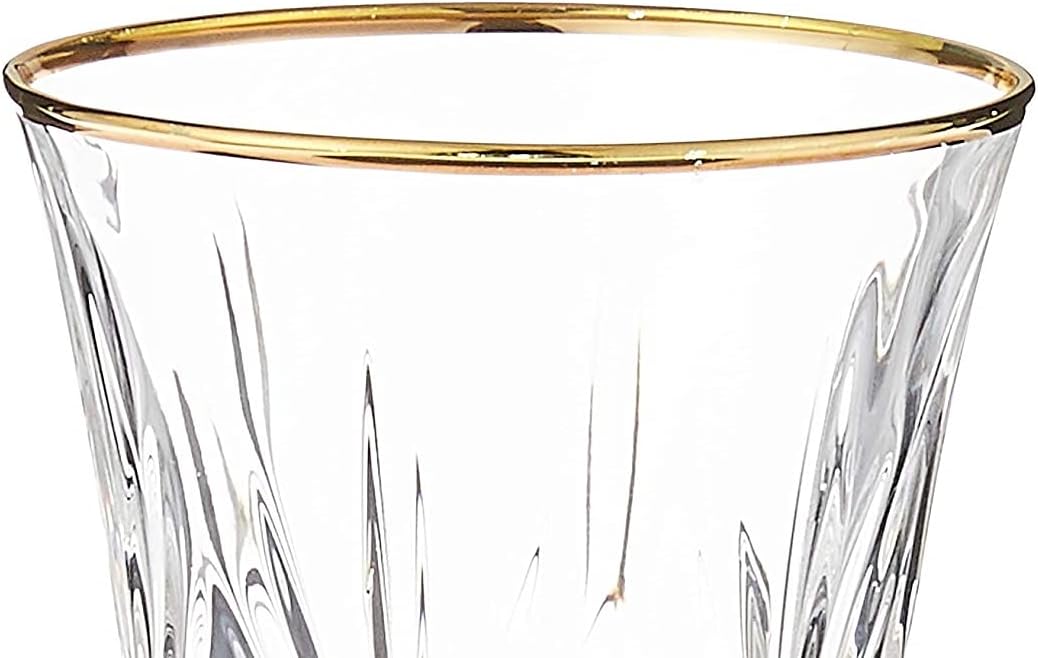 Crystal White Wine Glass with Gold Band Design, Set of 4,6 fl oz
