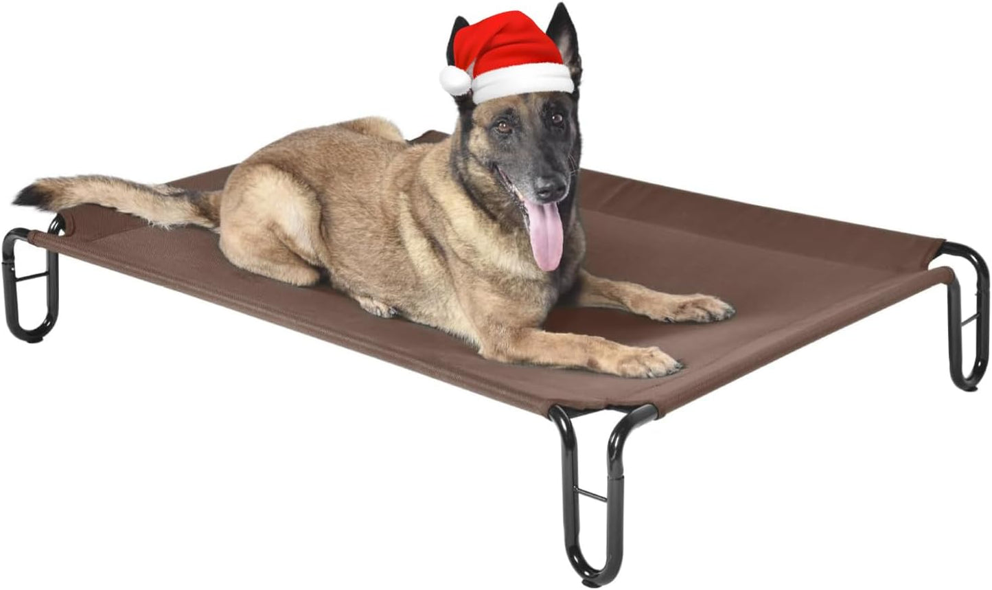 Elevated Outdoor Dog Bed - Raised Dog Bed for Large Dogs, Waterproof Dog Cot Bed Easy to Assemble, Cooling Elevated Dog Bed with Breathable Teslin Mesh, Durable, Non Slip, Up to 65 lbs,Grey