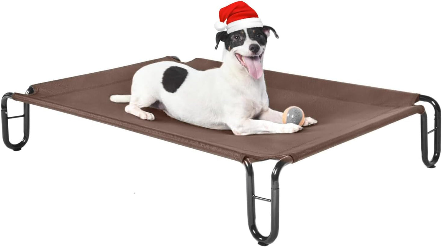Elevated Outdoor Dog Bed - Raised Dog Bed for Large Dogs, Waterproof Dog Cot Bed Easy to Assemble, Cooling Elevated Dog Bed with Breathable Teslin Mesh, Durable, Non Slip, Up to 65 lbs,Grey