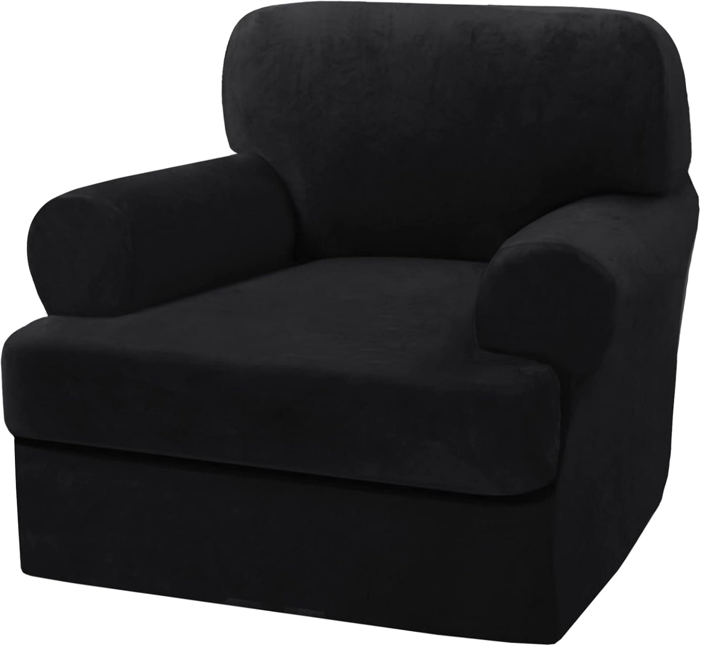Sofa Cover 2 Piece T Cushion Armchair Slipcovers Thick Velvet Couch Cover Furniture Protector Stretch T Cushion Sofa Covers for 1 Cushion Couch with 1 Individual T Cushion Covers, Ivory