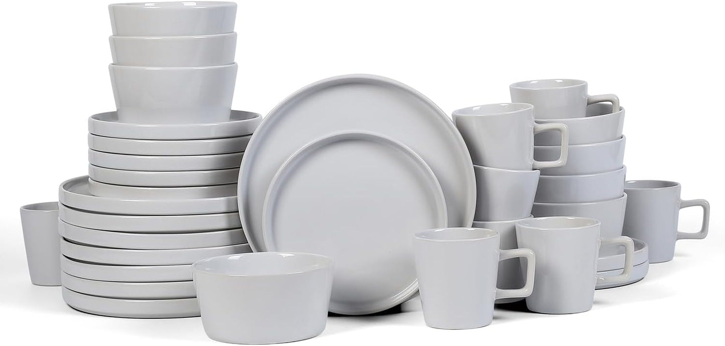 16-Piece Stoneware Dish Set, Service for 4, Black Plates and Bowls Dinnerware Set, Dishwasher and Microwave Safe, Black Matte