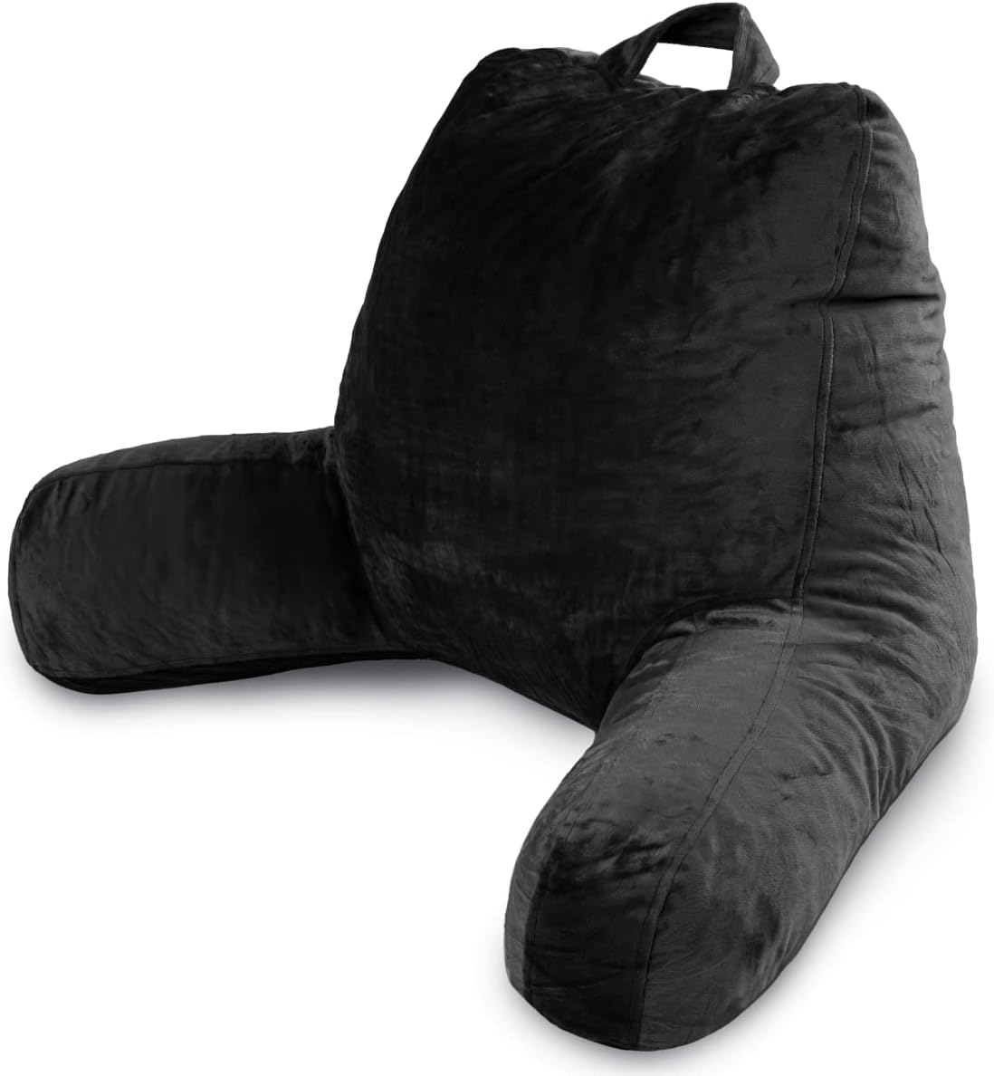 Reading Pillow with Shredded Memory Foam, Large Adult Backrest with Arms, Back Support for Sitting Up in Bed with Washable Cover (Sit up Pillow)