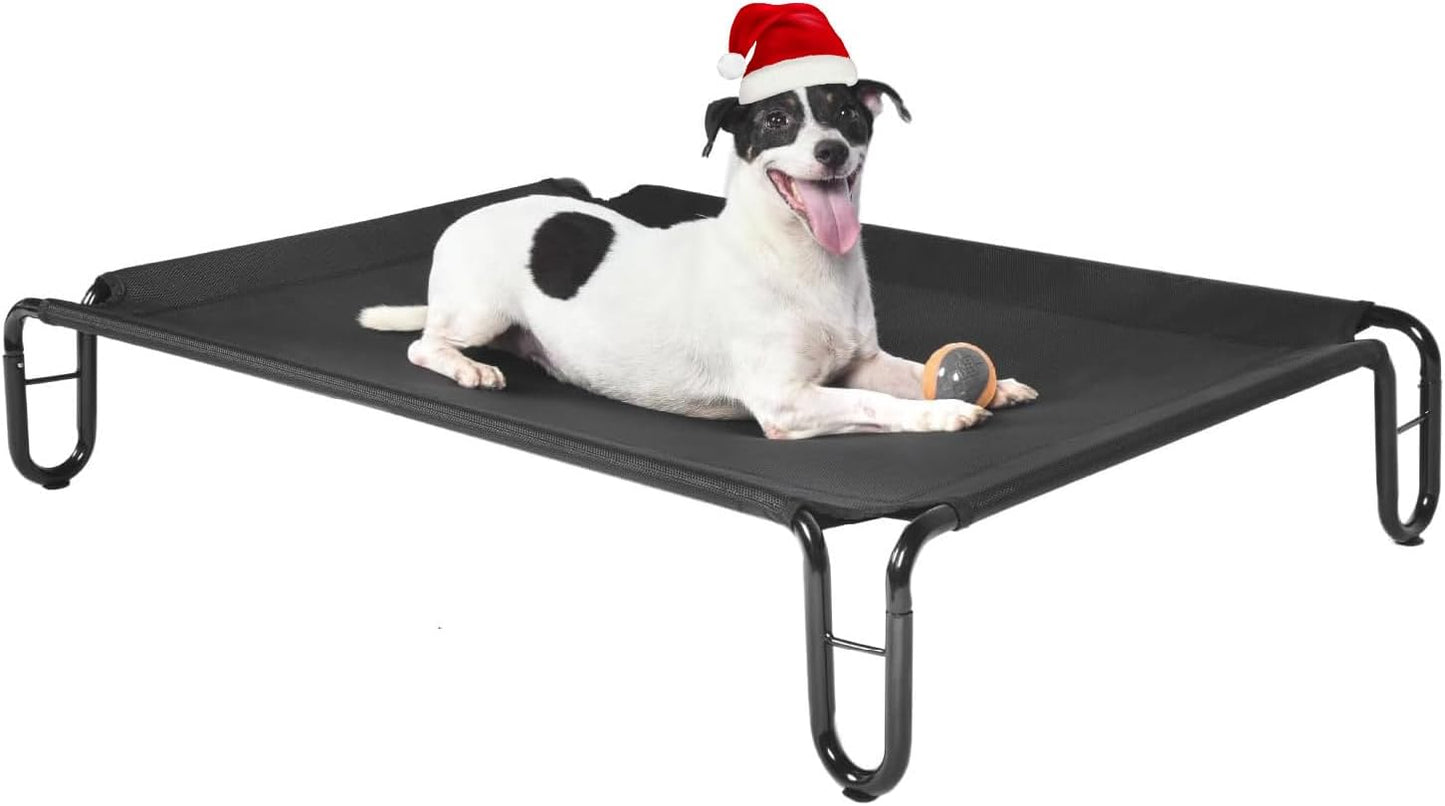 Elevated Outdoor Dog Bed - Raised Dog Bed for Large Dogs, Waterproof Dog Cot Bed Easy to Assemble, Cooling Elevated Dog Bed with Breathable Teslin Mesh, Durable, Non Slip, Up to 65 lbs,Grey