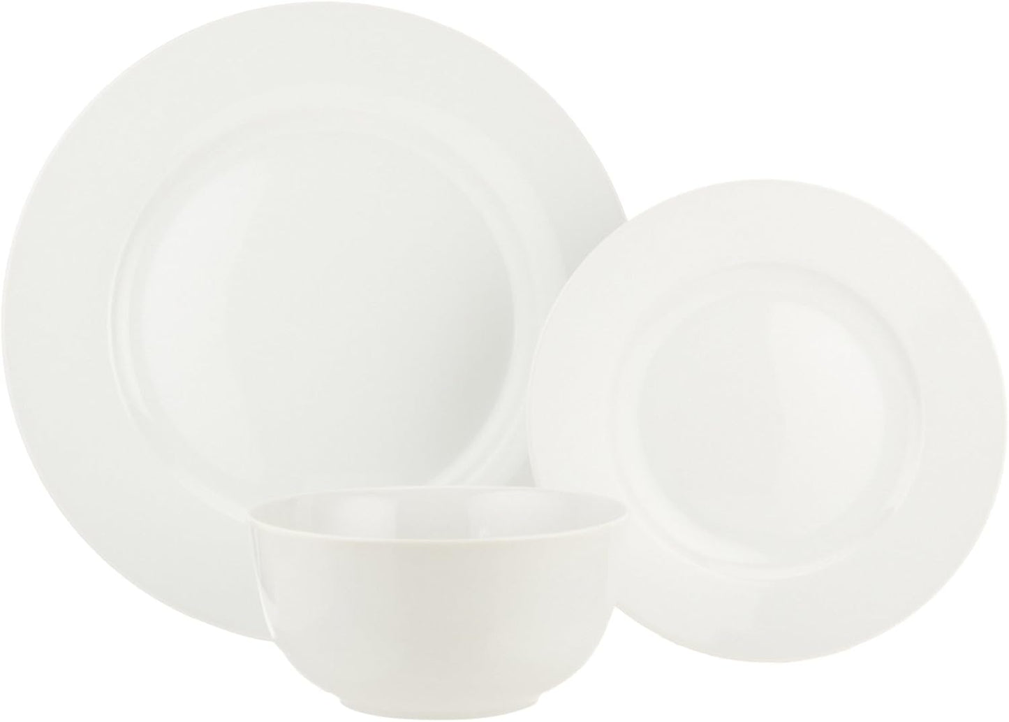18-Piece White Dinnerware Set, Plates, Bowls, Service for 6