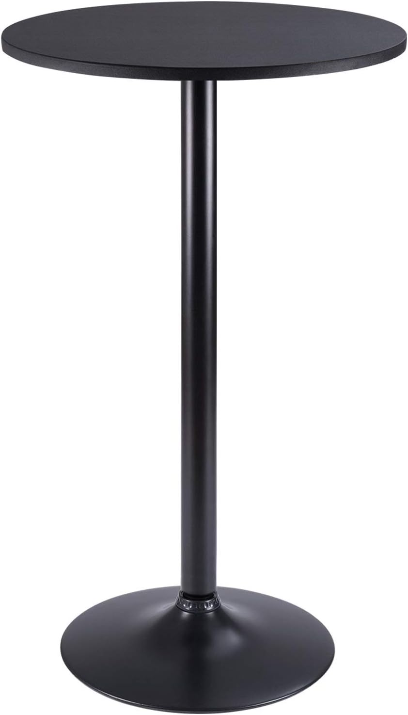 Pub Table Round Bar Height Cocktail Table Metal Base MDF Top Obsidian Table 23.8-Inch Top, 39.5-Inch Height (Black, 1-Pack)