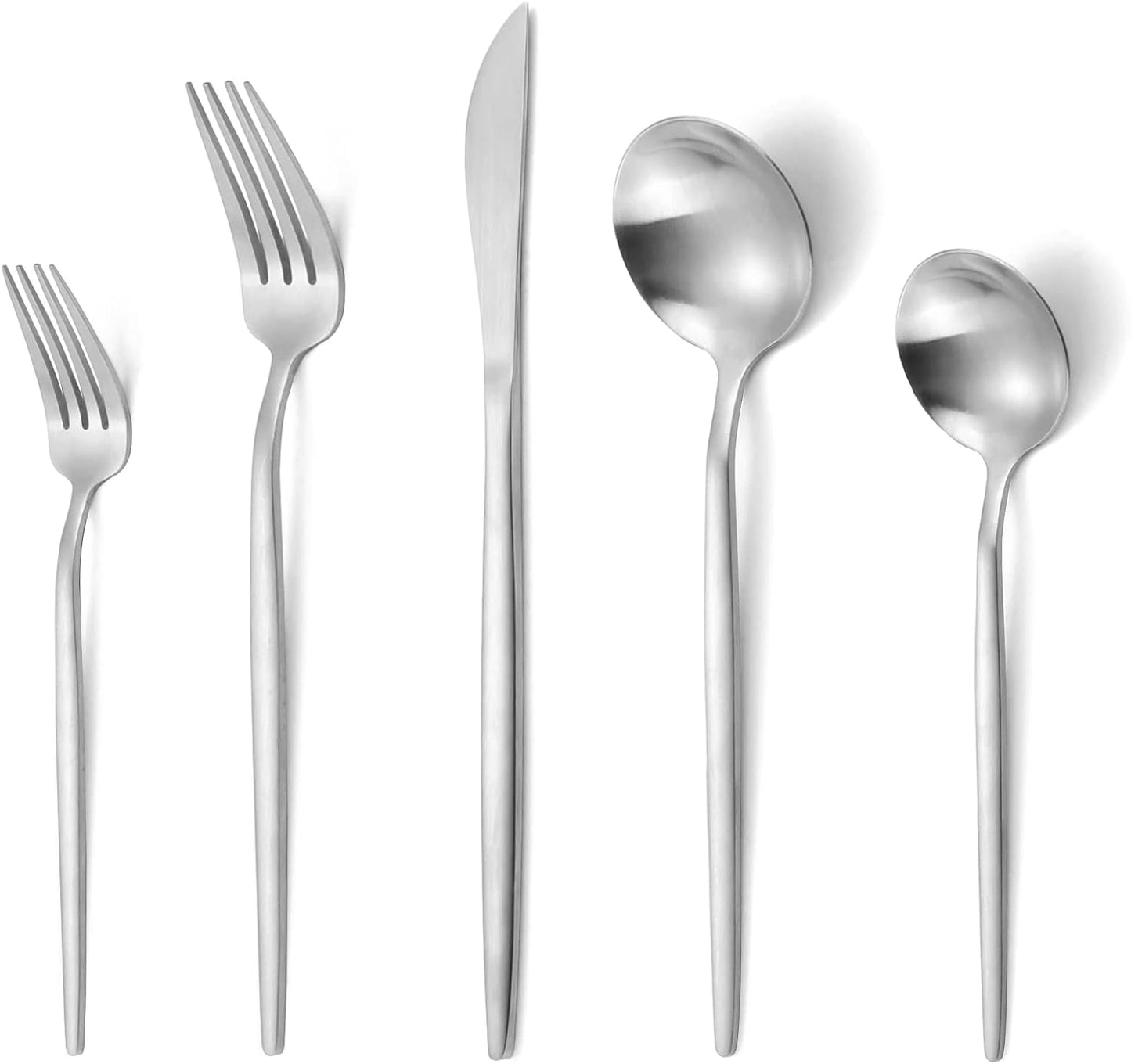 Matte Gold Silverware Set, 40-Piece Stainless Steel Flatware Set, Satin Finish tableware Cutlery Set, Service for 8, Home and Restaurant, Dishwasher Safe