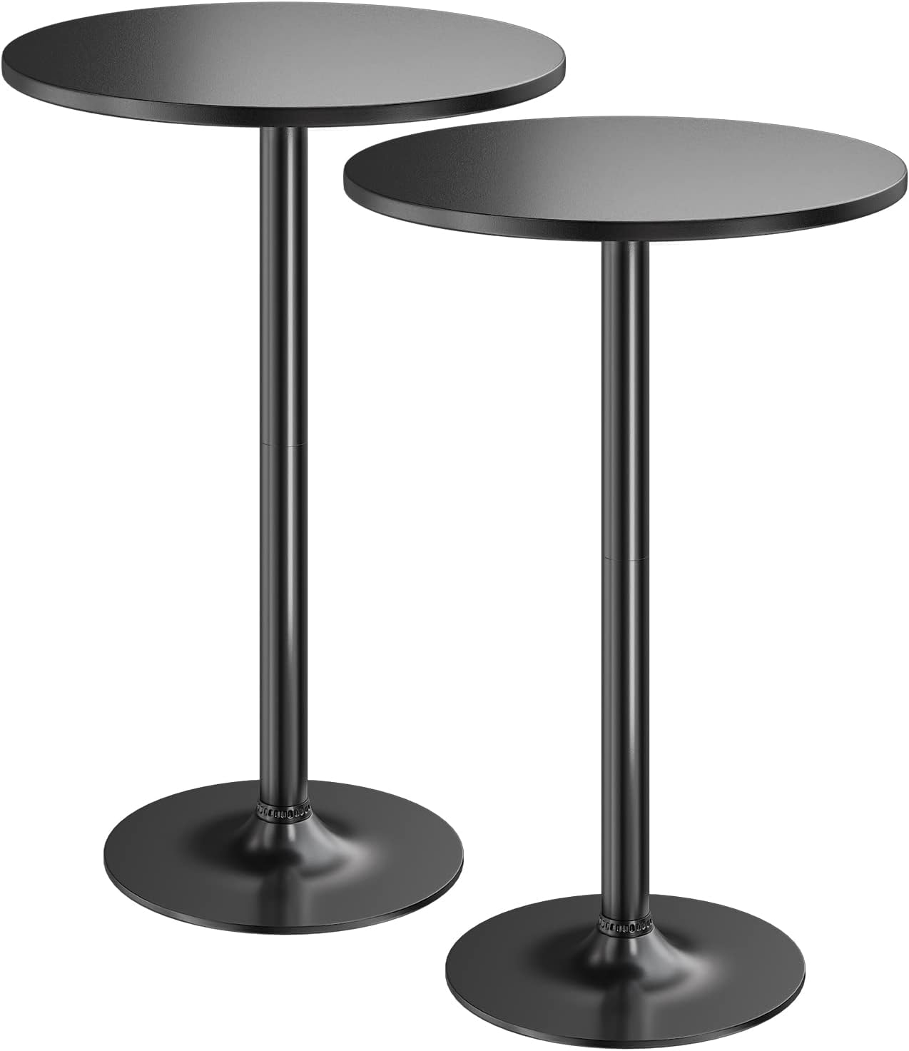 Pub Table Round Bar Height Cocktail Table Metal Base MDF Top Obsidian Table 23.8-Inch Top, 39.5-Inch Height (Black, 1-Pack)