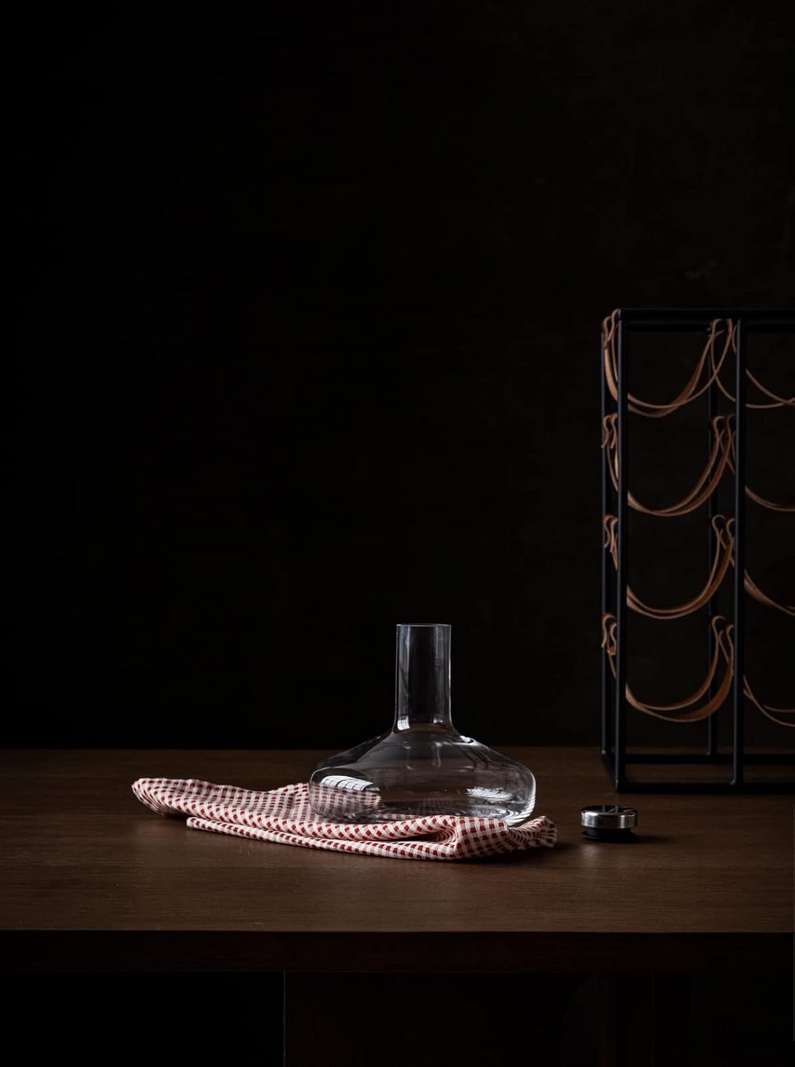 MENU Wine Breather for Red Wine, High-End Quality Glass Decanter, Original Scandinavian Designer Carafe with Built In Functional Aeator, Wine Accessory for Serving and Decanting (Clear-Silver)