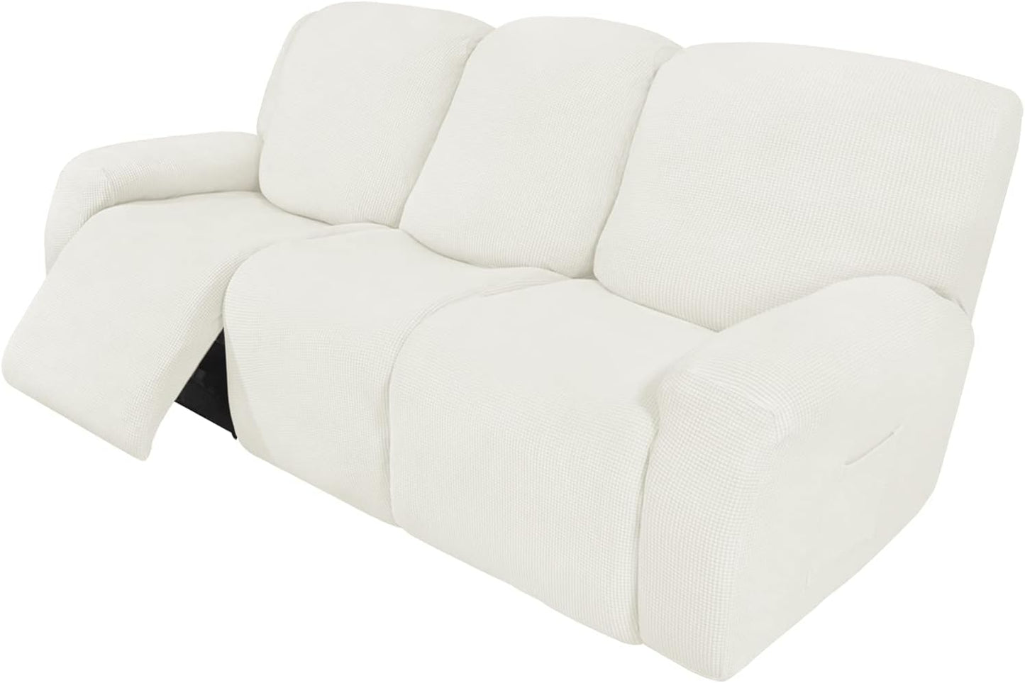 Recliner Stretch Sofa Slipcover Sofa Cover 4-Pieces Furniture Protector Couch Soft with Elastic Bottom Spandex Jacquard Fabric Small Checks(Large,Black)