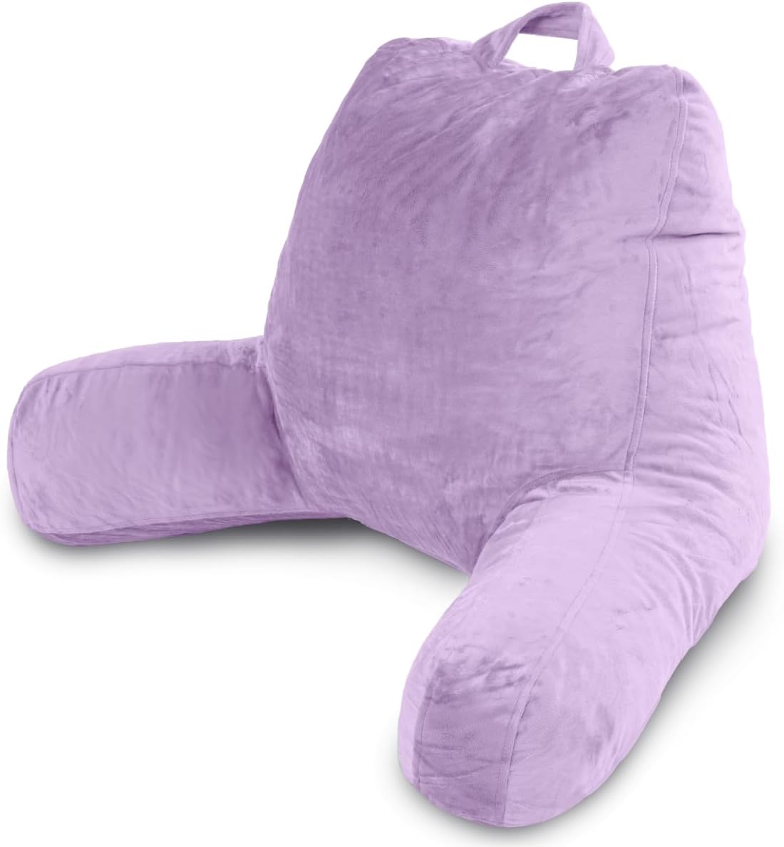 Reading Pillow with Shredded Memory Foam, Large Adult Backrest with Arms, Back Support for Sitting Up in Bed with Washable Cover (Sit up Pillow)