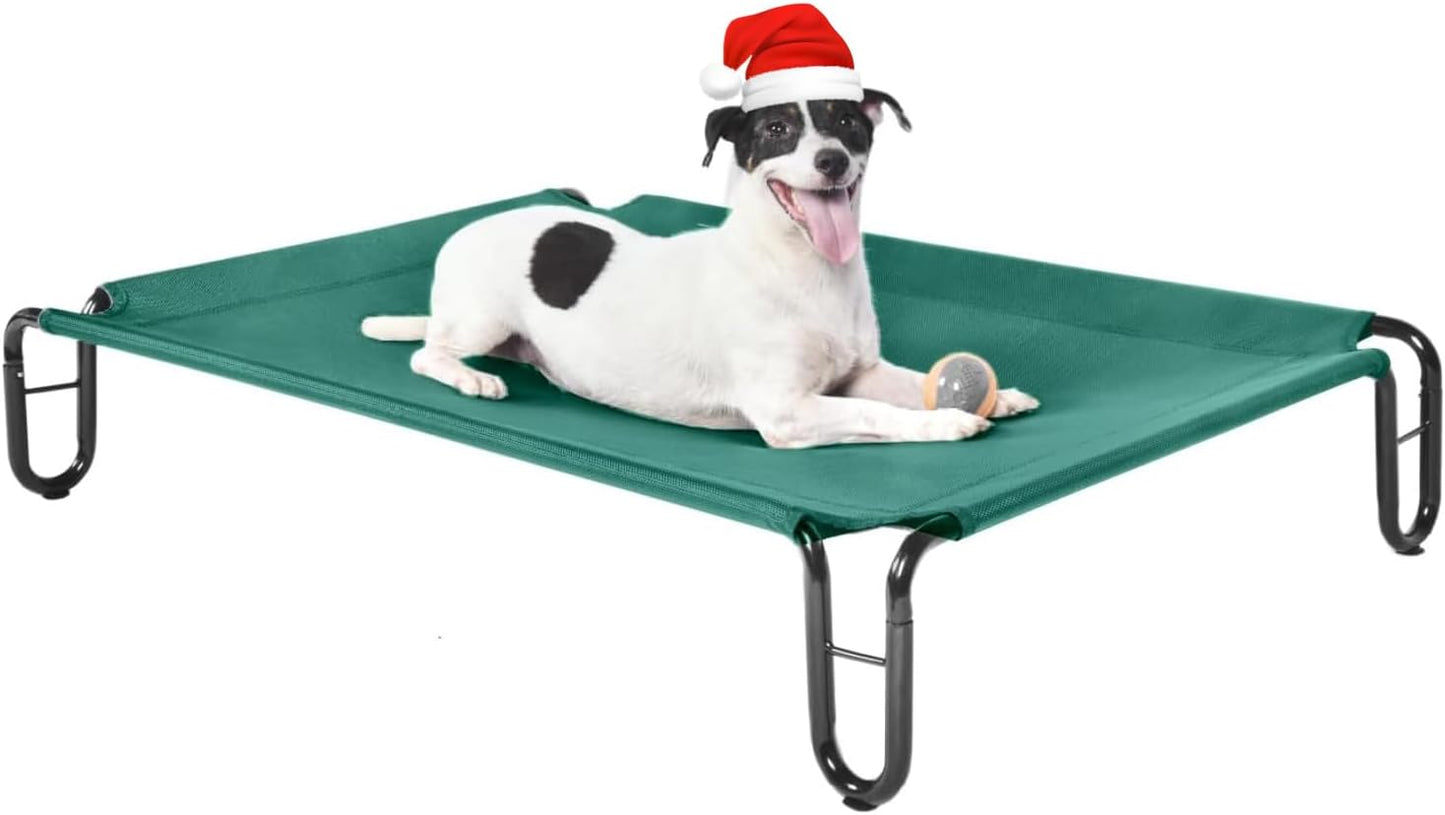 Elevated Outdoor Dog Bed - Raised Dog Bed for Large Dogs, Waterproof Dog Cot Bed Easy to Assemble, Cooling Elevated Dog Bed with Breathable Teslin Mesh, Durable, Non Slip, Up to 65 lbs,Grey