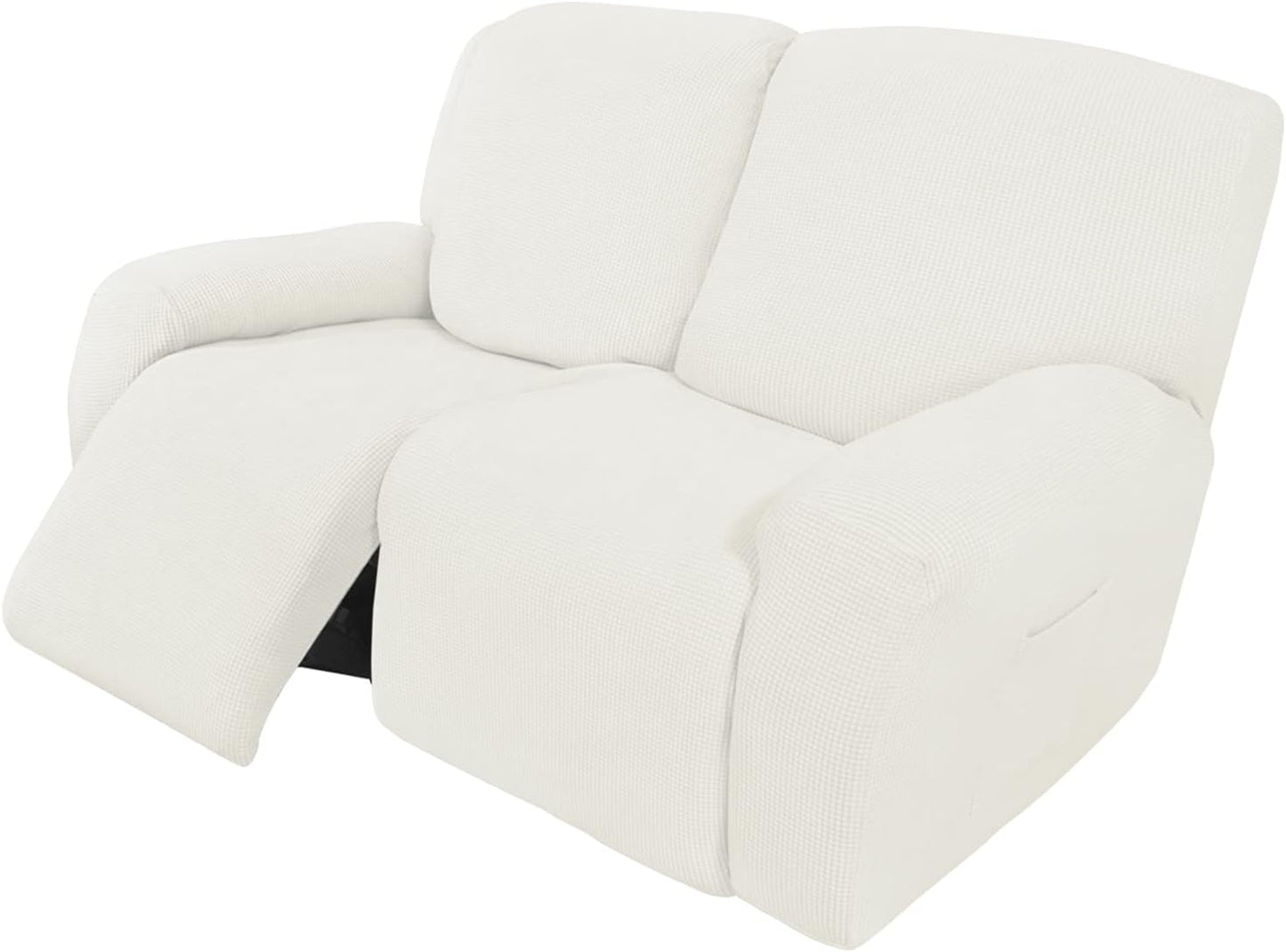 Recliner Stretch Sofa Slipcover Sofa Cover 4-Pieces Furniture Protector Couch Soft with Elastic Bottom Spandex Jacquard Fabric Small Checks(Large,Black)