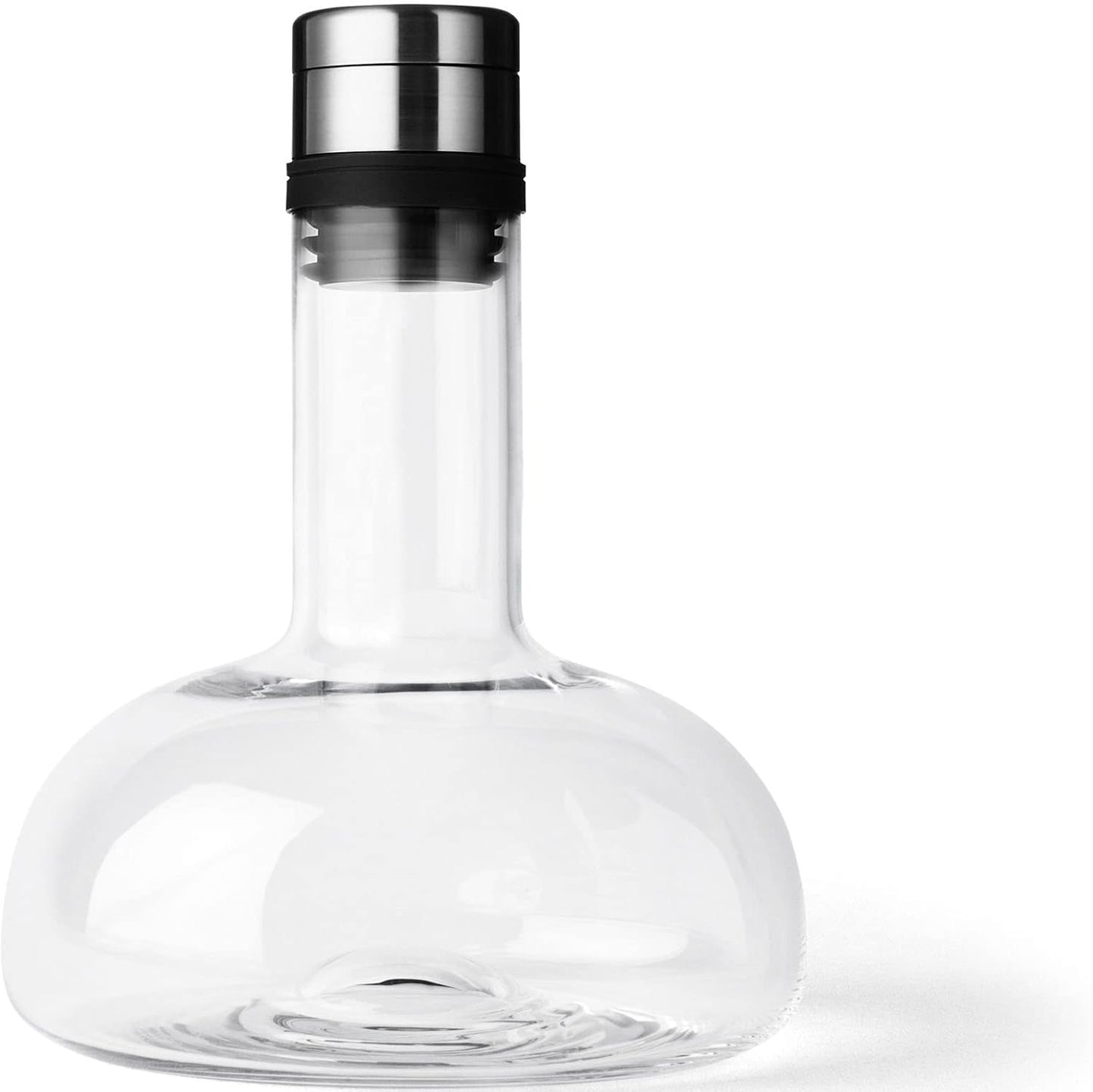 MENU Wine Breather for Red Wine, High-End Quality Glass Decanter, Original Scandinavian Designer Carafe with Built In Functional Aeator, Wine Accessory for Serving and Decanting (Clear-Silver)