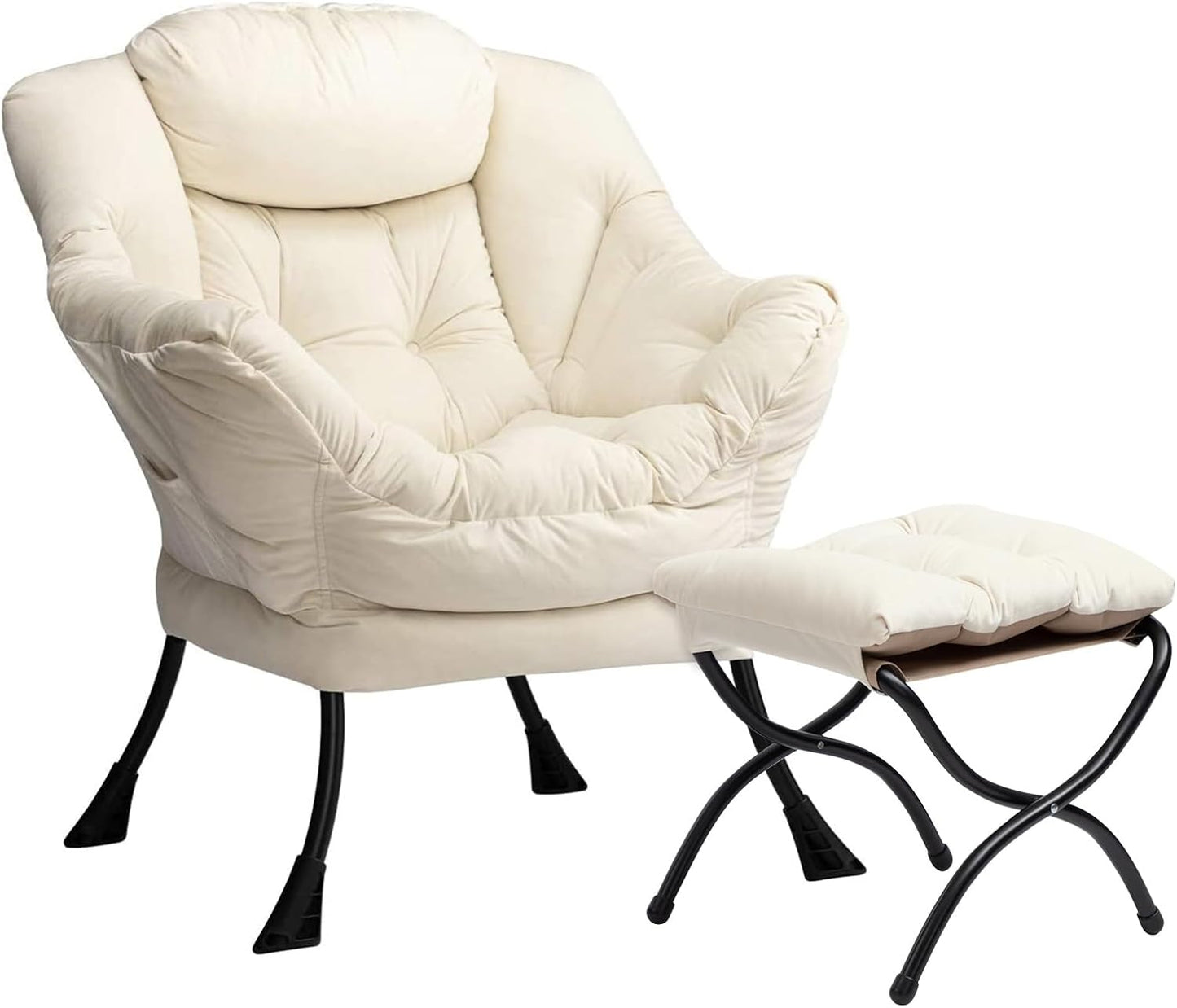 Fabric Large Lazy Chair for Living Room Accent Reading Chair Cozy Lounge Chair with Armrest Leisure Sofa Chair for Bedroom, Dorm, Dark Grey