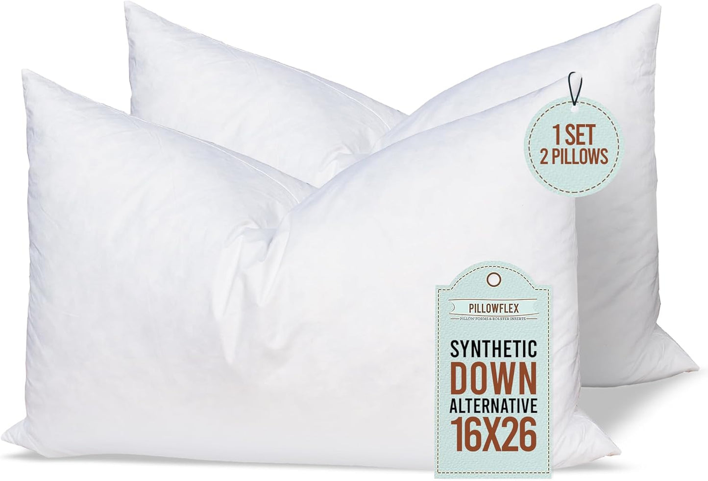 Synthetic Down Pillow Insert - 18x28 Down Alternative Pillow, Ultra Soft, Large Rectangle, Lumbar, Back, Sofa, Sleeping Pillow - 1 Decorative Pillow Form