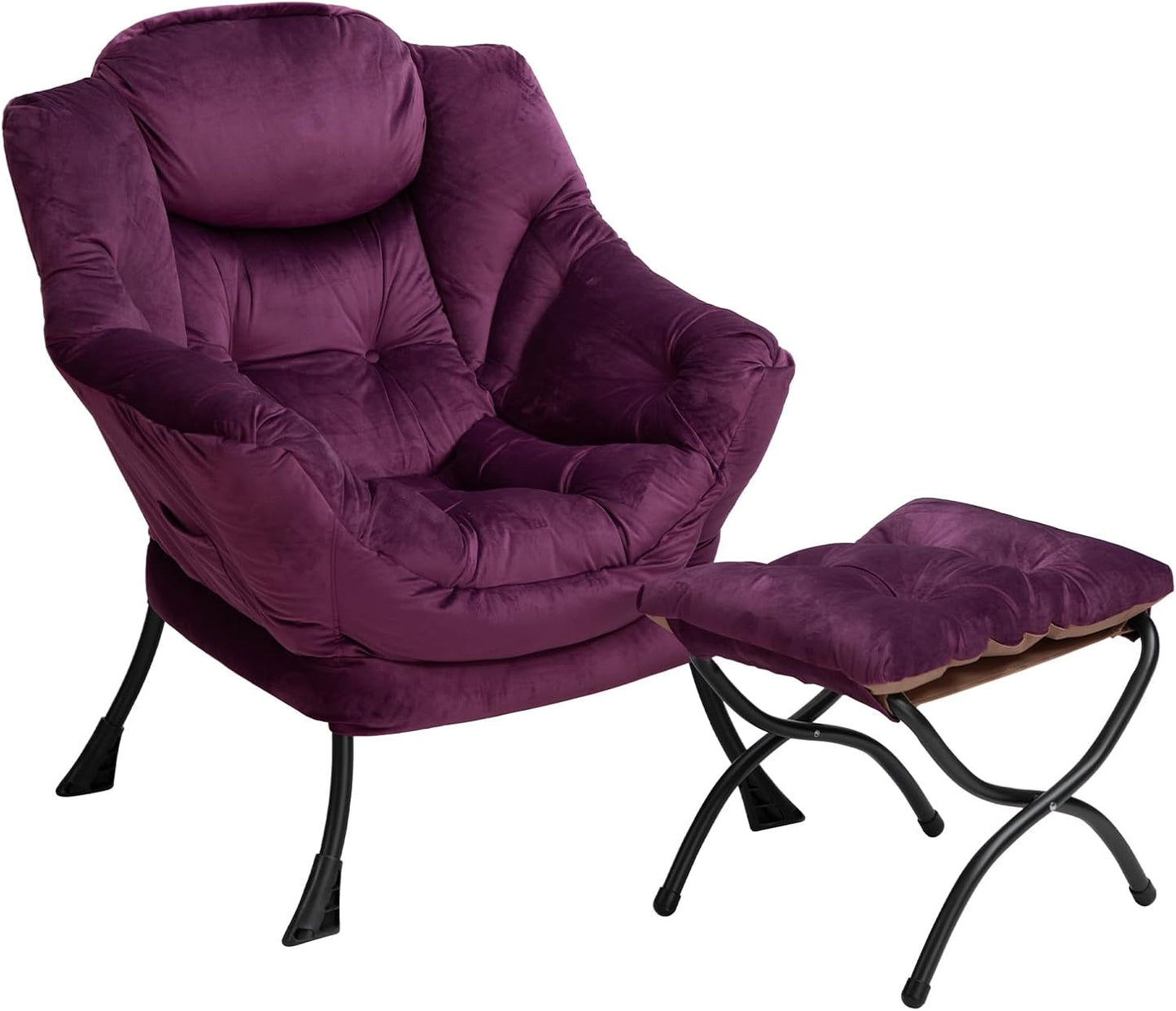 Fabric Large Lazy Chair for Living Room Accent Reading Chair Cozy Lounge Chair with Armrest Leisure Sofa Chair for Bedroom, Dorm, Dark Grey