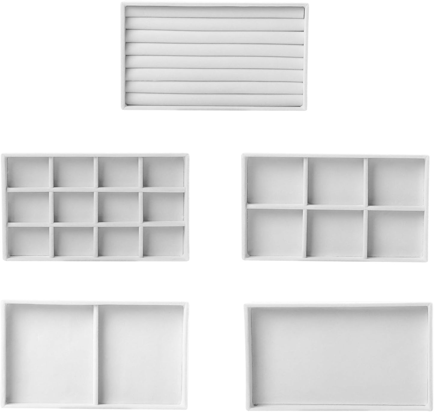 Extra Large Acrylic Jewelry Box for Women 5 Layers Clear Jewelry Organizer Velvet Earring Box with 5 Drawers Rings Display Case Necklaces Holder Tray for Women Girls (White)