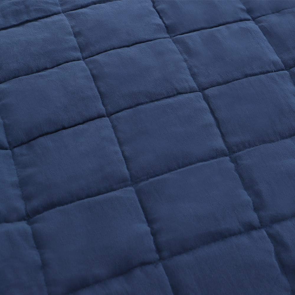 Twin Size Bedding Sets Navy Blue Bedspread Soft Pre-Washed Quilt Winter Bed Sets, 2 Piece, Cozy Reversible Microfiber Bed Coverlet with Pillow Sham (Square Pattern,66"x90")