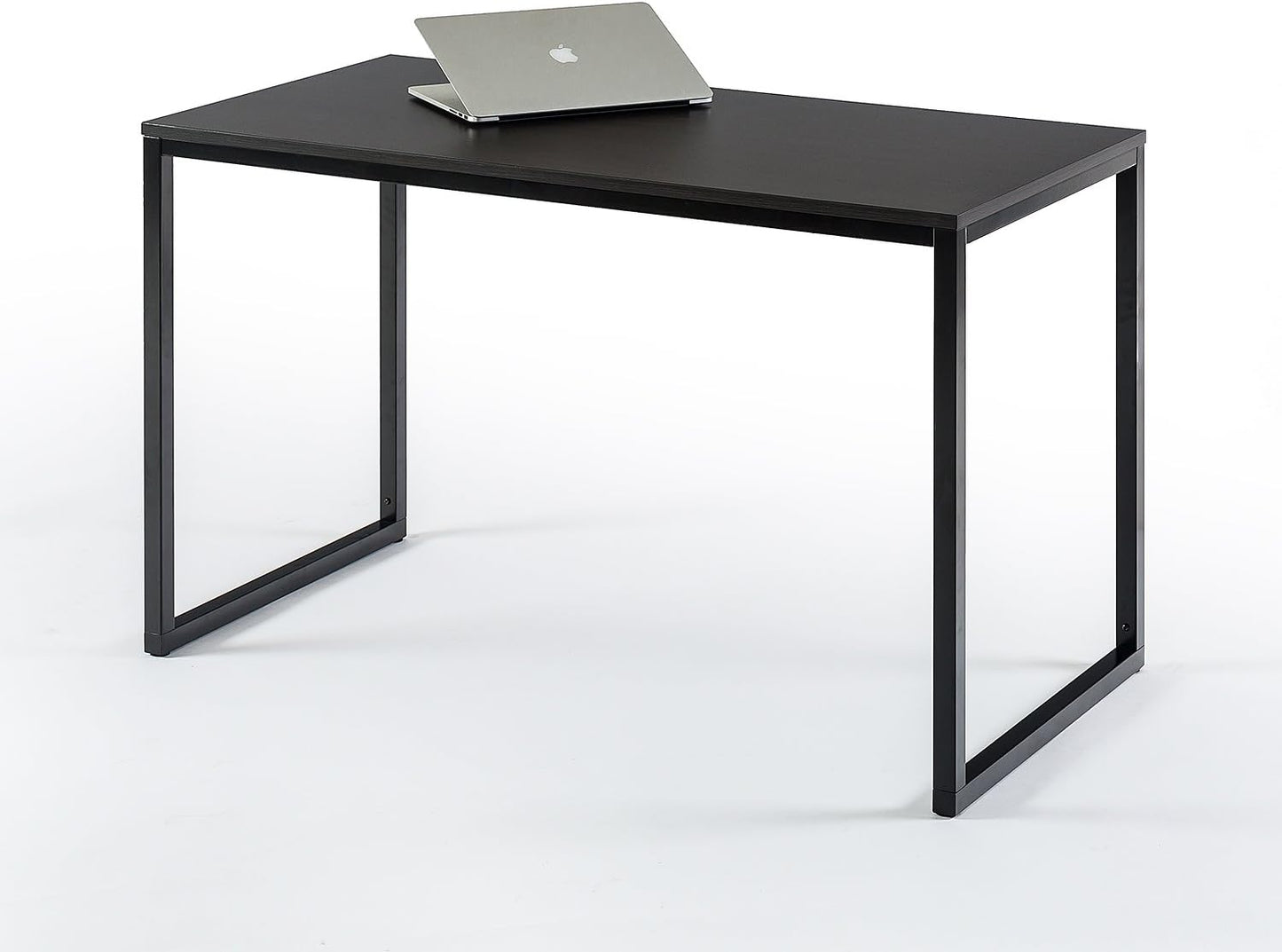 55 Inch White Frame Desk, Computer Workstation, Office Desk, Dining Table, Easy Assembly, Natural