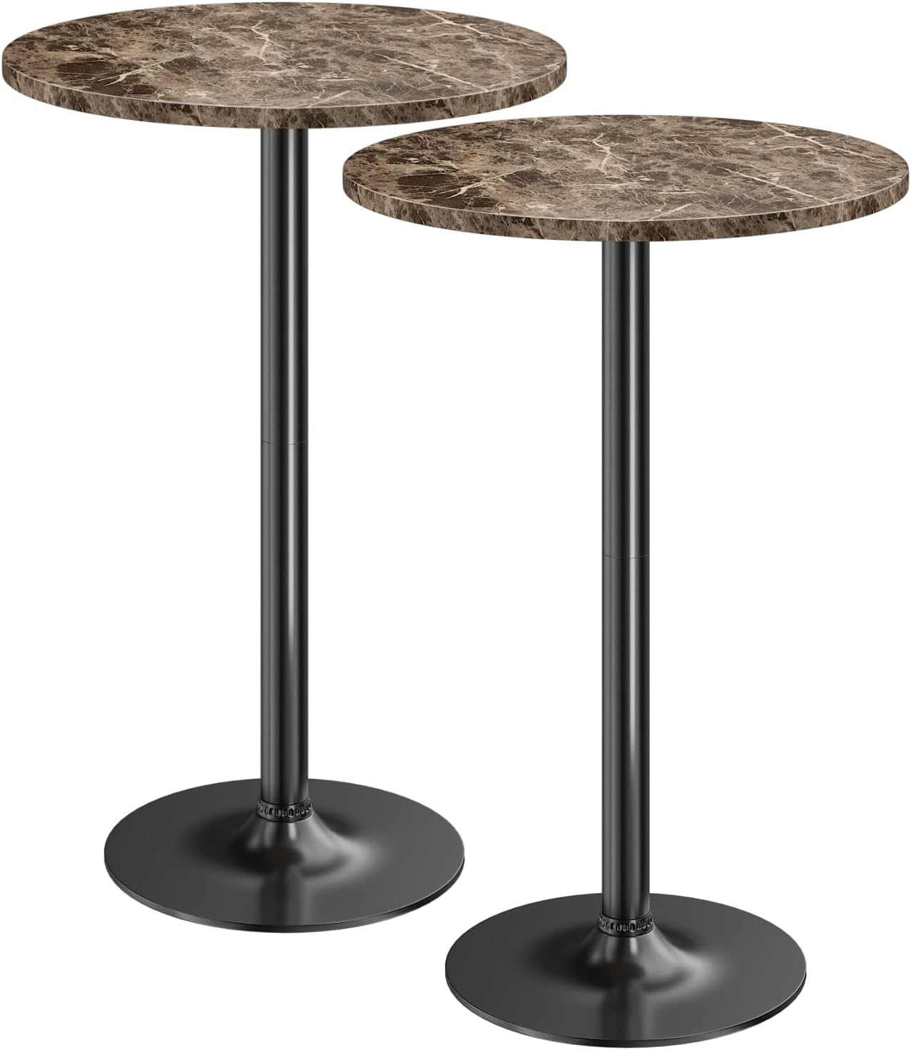 Pub Table Round Bar Height Cocktail Table Metal Base MDF Top Obsidian Table 23.8-Inch Top, 39.5-Inch Height (Black, 1-Pack)