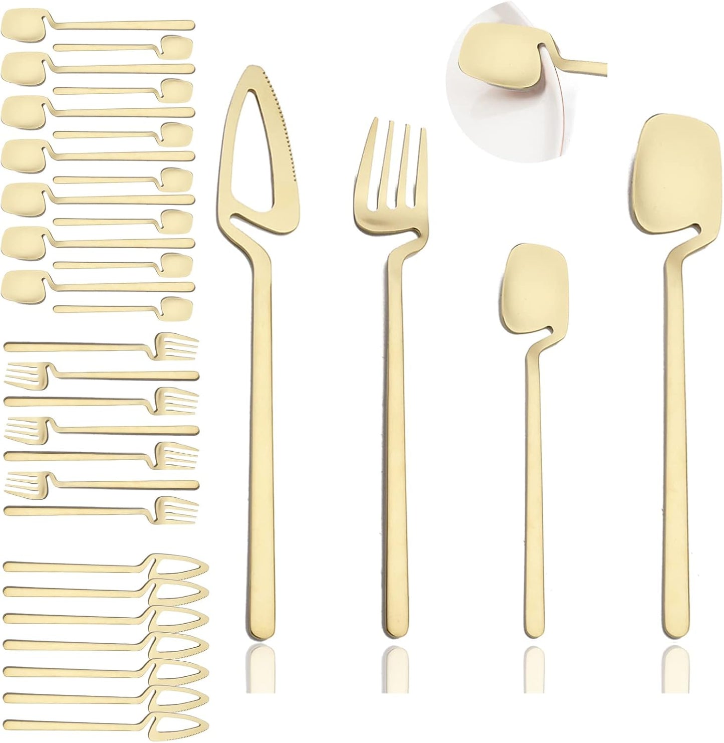Silverware Set Satin Finish 24-Piece Stainless Steel Flatware Set Kitchen Utensil Set Service for 6 Tableware Cutlery Set Dishwasher Safe (Matte Black)
