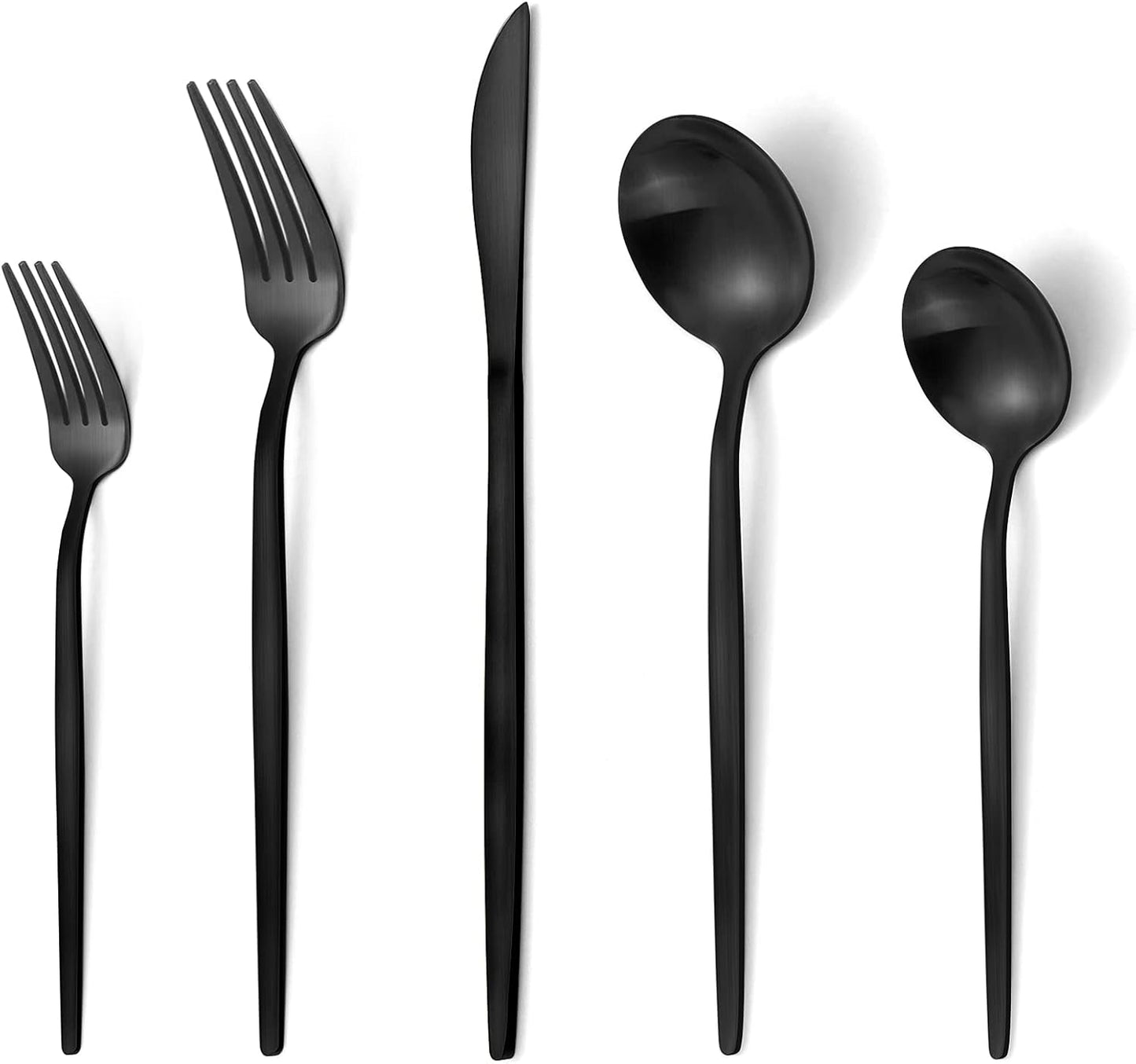 Matte Gold Silverware Set, 40-Piece Stainless Steel Flatware Set, Satin Finish tableware Cutlery Set, Service for 8, Home and Restaurant, Dishwasher Safe