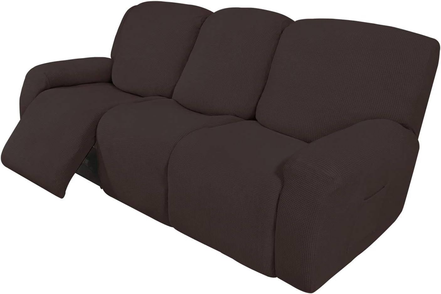 Recliner Stretch Sofa Slipcover Sofa Cover 4-Pieces Furniture Protector Couch Soft with Elastic Bottom Spandex Jacquard Fabric Small Checks(Large,Black)
