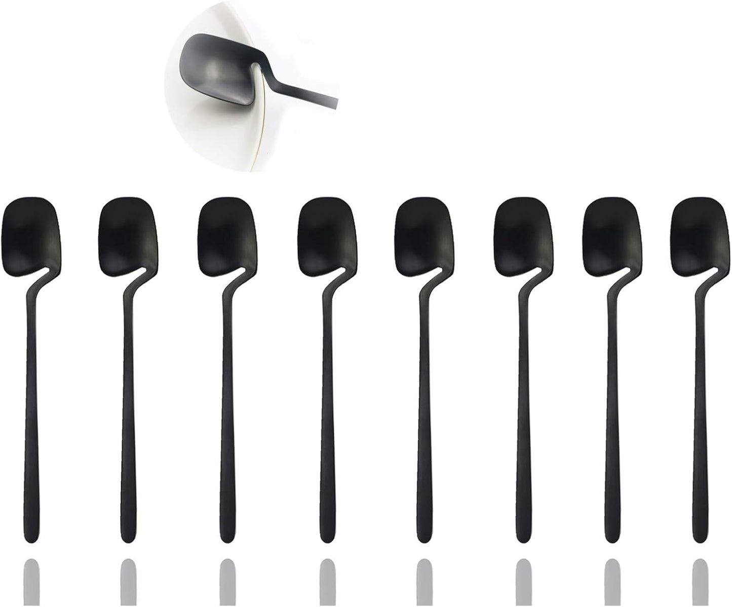 Silverware Set Satin Finish 24-Piece Stainless Steel Flatware Set Kitchen Utensil Set Service for 6 Tableware Cutlery Set Dishwasher Safe (Matte Black)