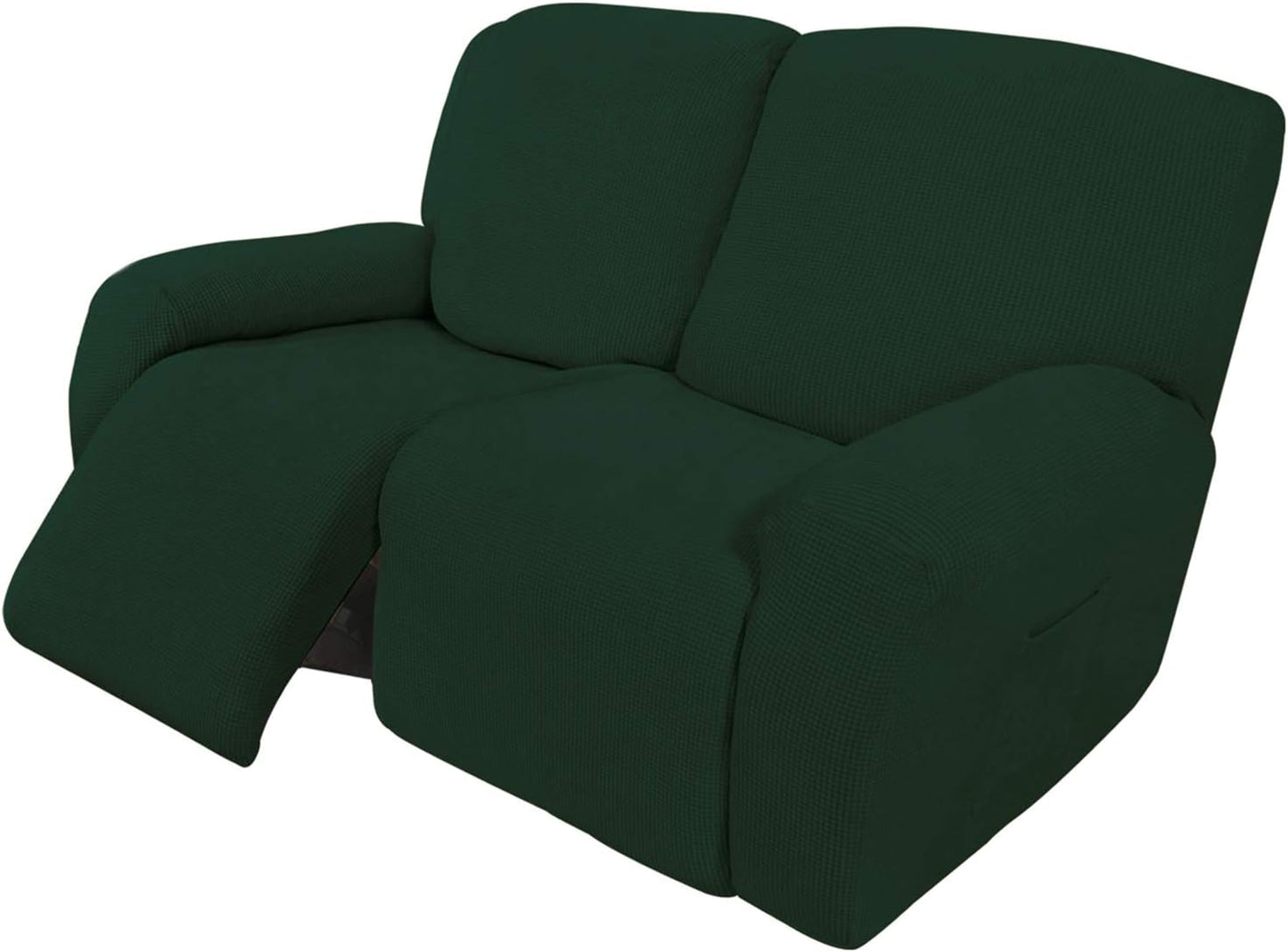 Recliner Stretch Sofa Slipcover Sofa Cover 4-Pieces Furniture Protector Couch Soft with Elastic Bottom Spandex Jacquard Fabric Small Checks(Large,Black)