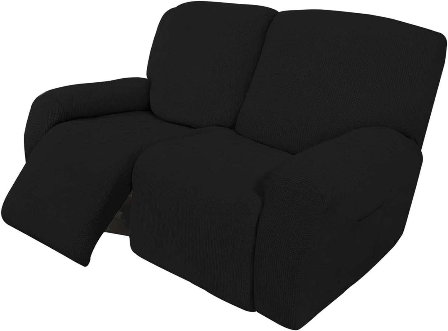 Recliner Stretch Sofa Slipcover Sofa Cover 4-Pieces Furniture Protector Couch Soft with Elastic Bottom Spandex Jacquard Fabric Small Checks(Large,Black)