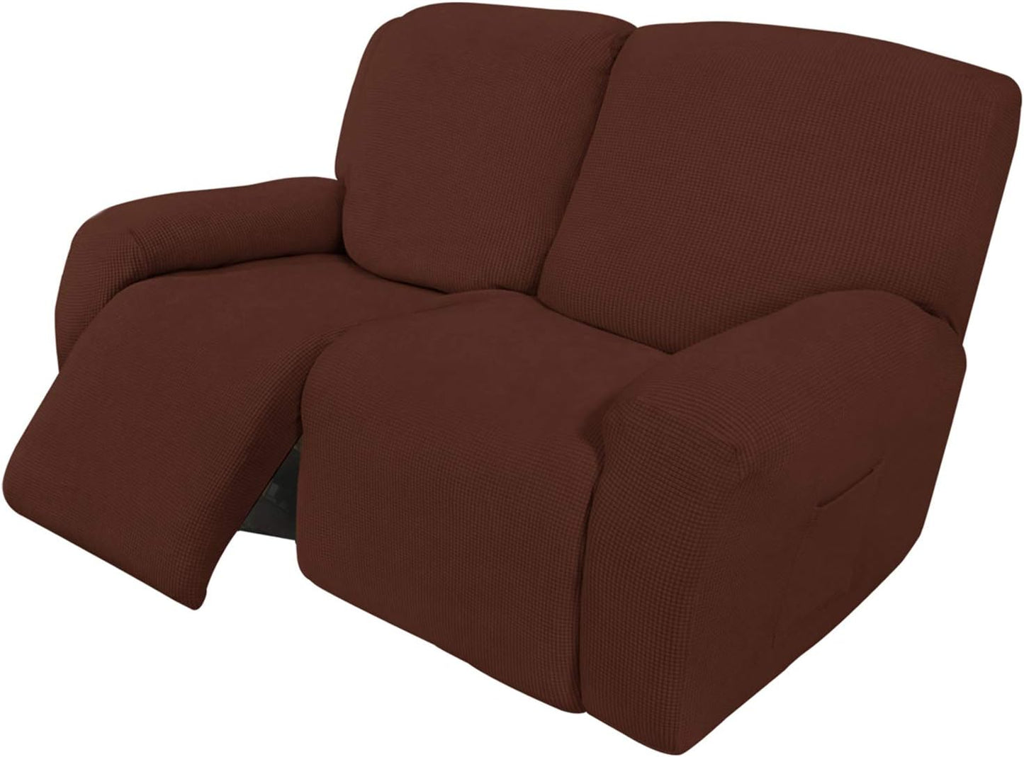 Recliner Stretch Sofa Slipcover Sofa Cover 4-Pieces Furniture Protector Couch Soft with Elastic Bottom Spandex Jacquard Fabric Small Checks(Large,Black)
