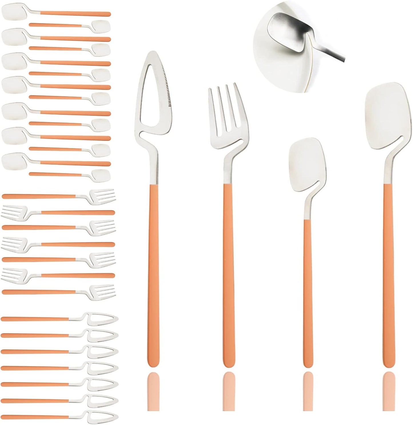 Silverware Set Satin Finish 24-Piece Stainless Steel Flatware Set Kitchen Utensil Set Service for 6 Tableware Cutlery Set Dishwasher Safe (Matte Black)