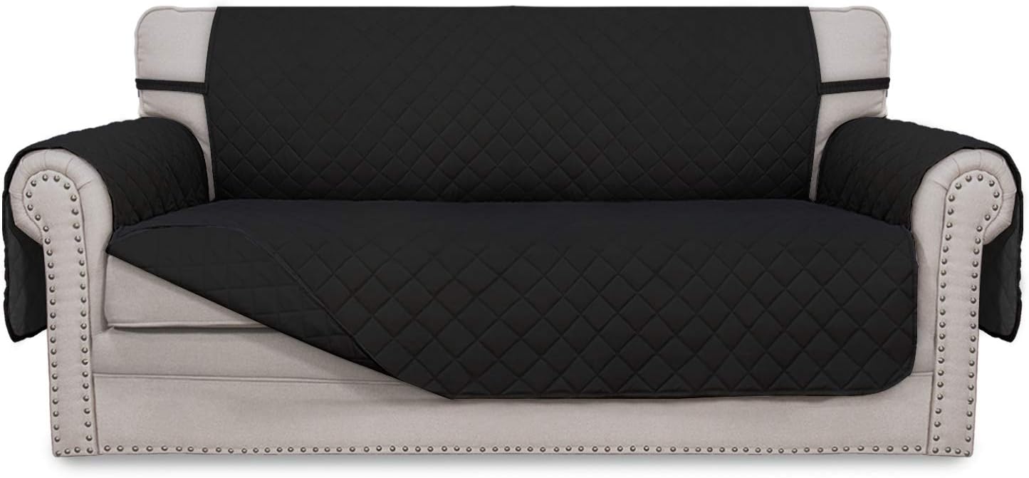 Reversible Couch Cover for 3 Cushion Couch Sofa Cover for Dogs Water Resistant Furniture Protector Cover with Foam Sticks Elastic Straps for Pet Cat (Sofa, Dark Blue/Light Blue)