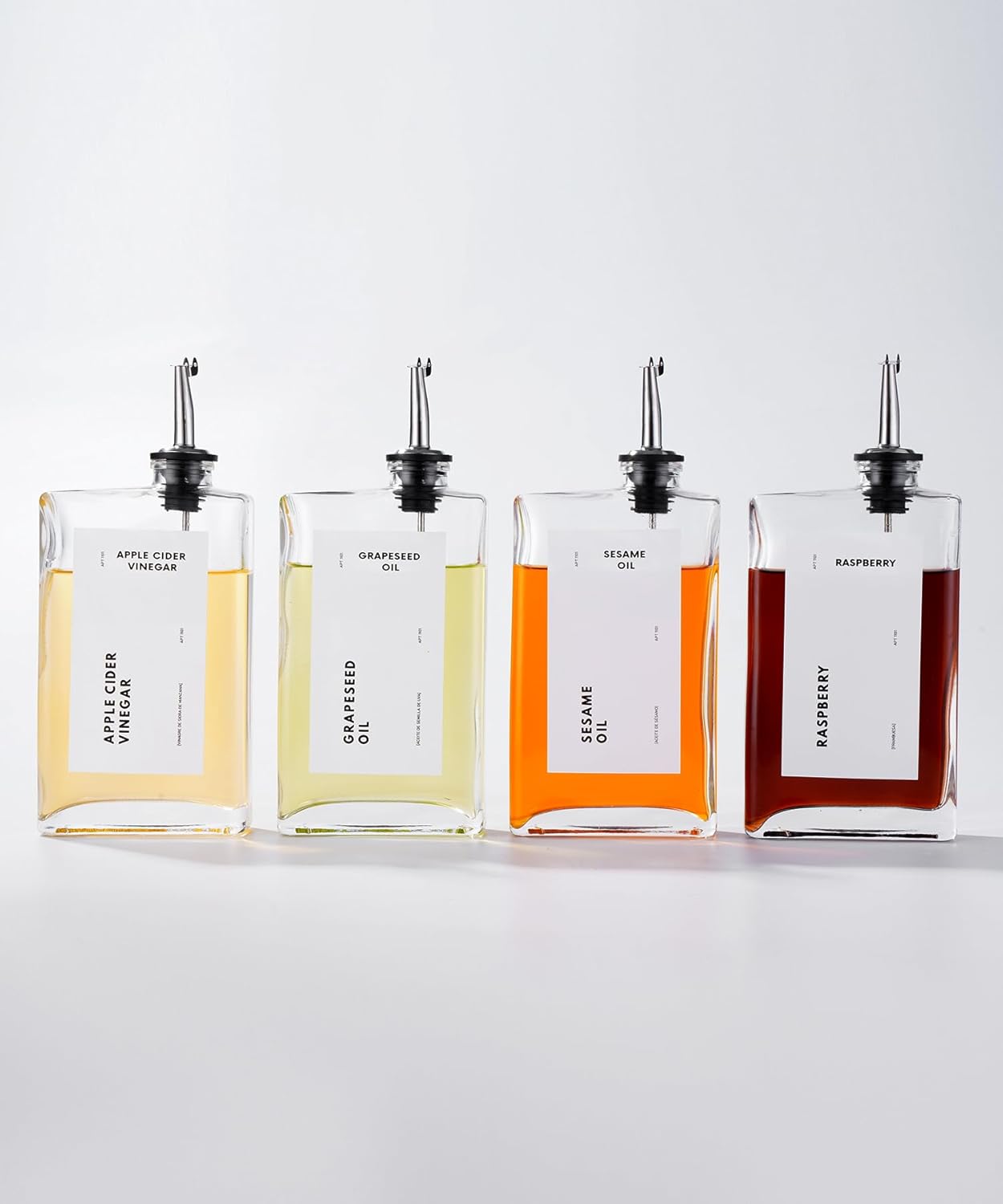 Olive Oil Dispenser for Kitchen, Cooking Oil Dispenser, Oil and Vinegar Dispenser Set, Olive Oil Bottle, Soy sauce dispenser, coffee syrup bottles - 2 pcs, Silver