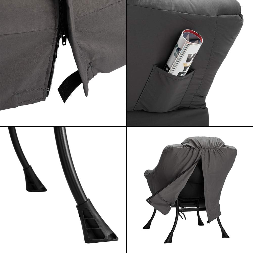 Fabric Large Lazy Chair for Living Room Accent Reading Chair Cozy Lounge Chair with Armrest Leisure Sofa Chair for Bedroom, Dorm, Dark Grey