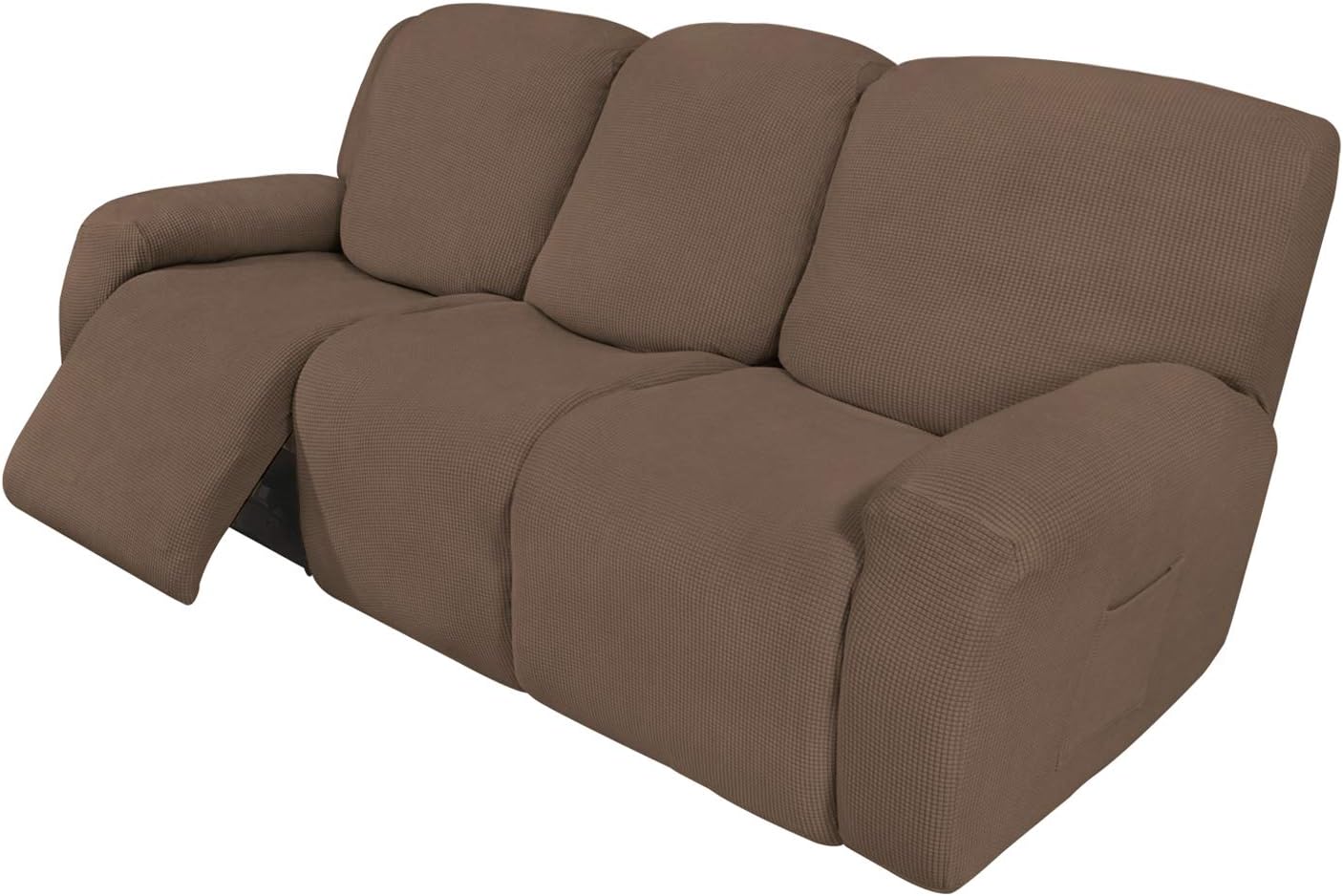 Recliner Stretch Sofa Slipcover Sofa Cover 4-Pieces Furniture Protector Couch Soft with Elastic Bottom Spandex Jacquard Fabric Small Checks(Large,Black)