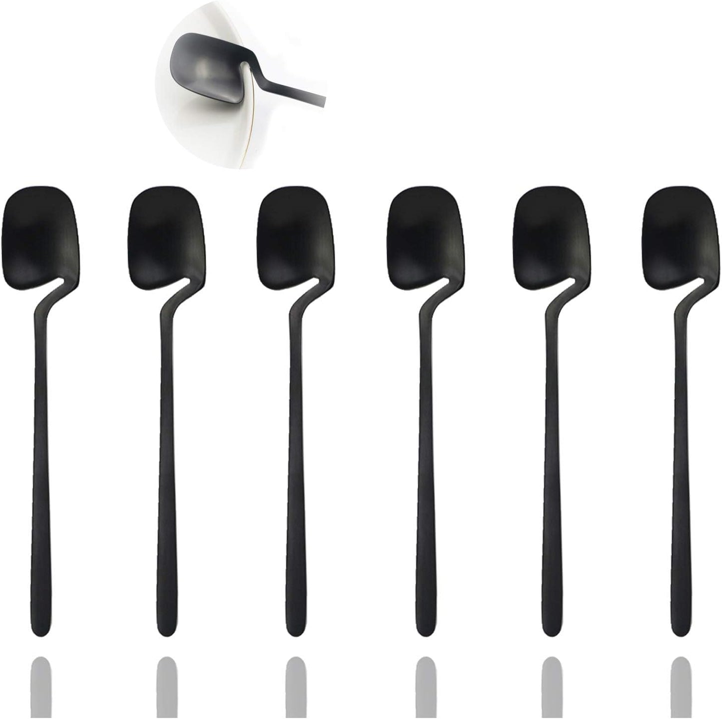 Silverware Set Satin Finish 24-Piece Stainless Steel Flatware Set Kitchen Utensil Set Service for 6 Tableware Cutlery Set Dishwasher Safe (Matte Black)