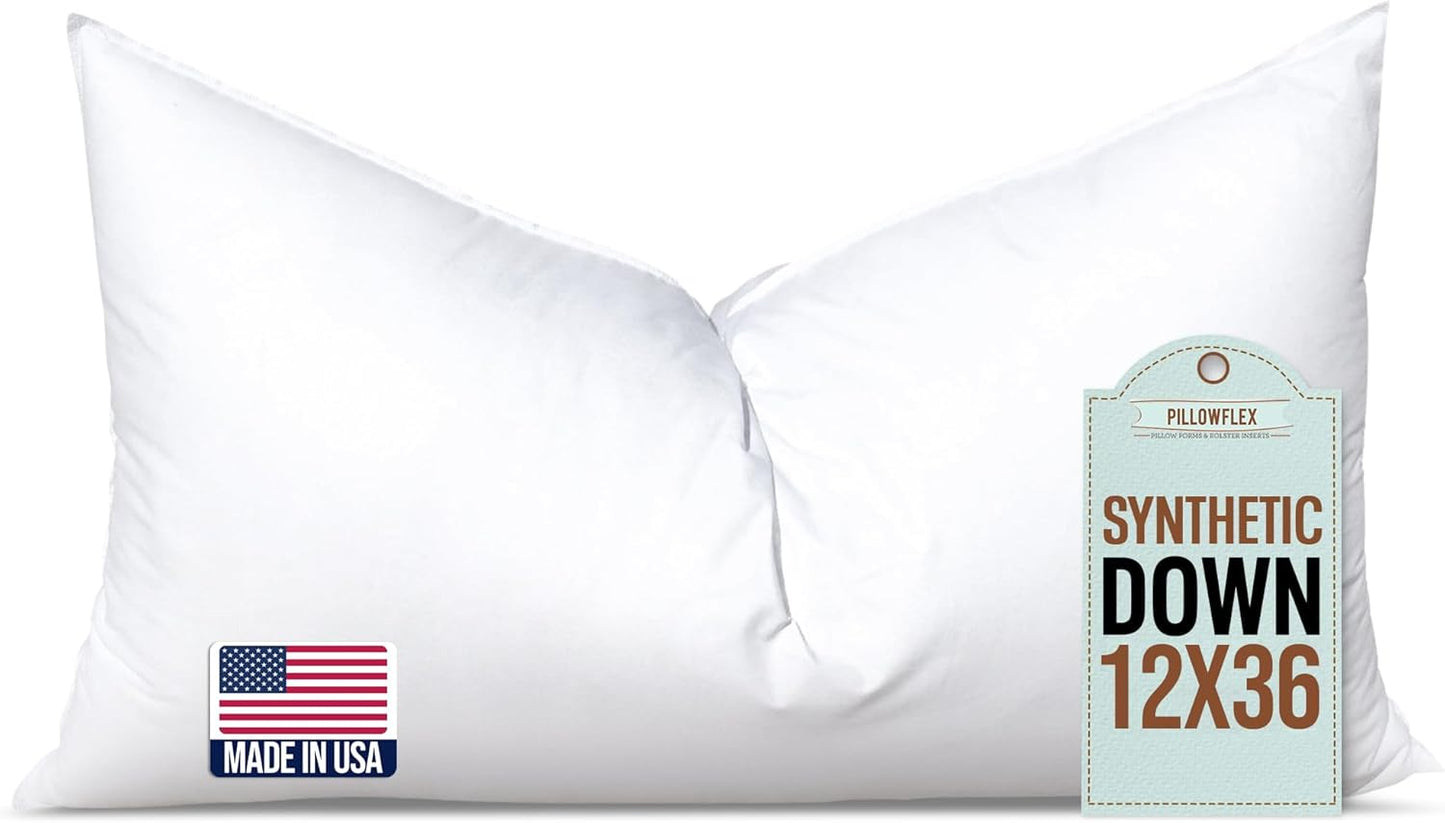 Synthetic Down Pillow Insert - 18x28 Down Alternative Pillow, Ultra Soft, Large Rectangle, Lumbar, Back, Sofa, Sleeping Pillow - 1 Decorative Pillow Form