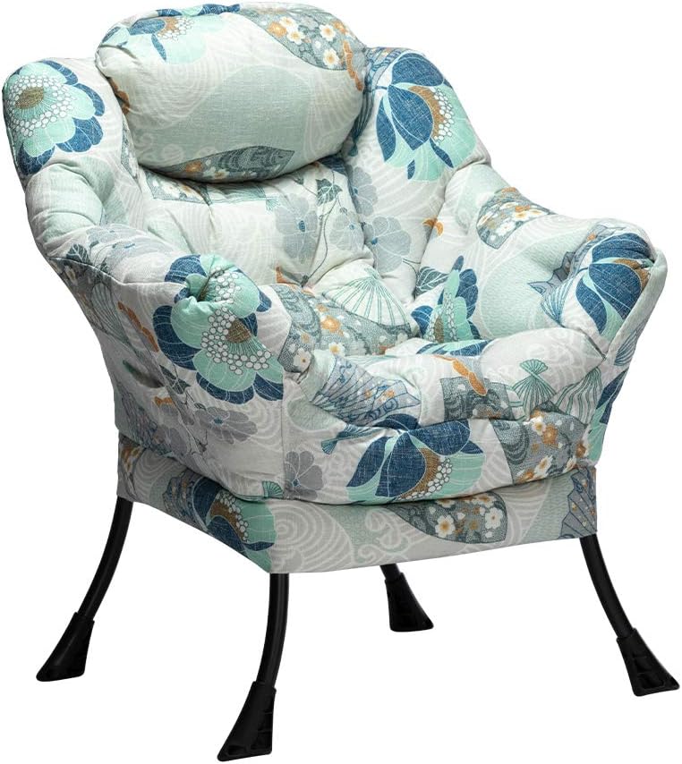 Fabric Large Lazy Chair for Living Room Accent Reading Chair Cozy Lounge Chair with Armrest Leisure Sofa Chair for Bedroom, Dorm, Dark Grey