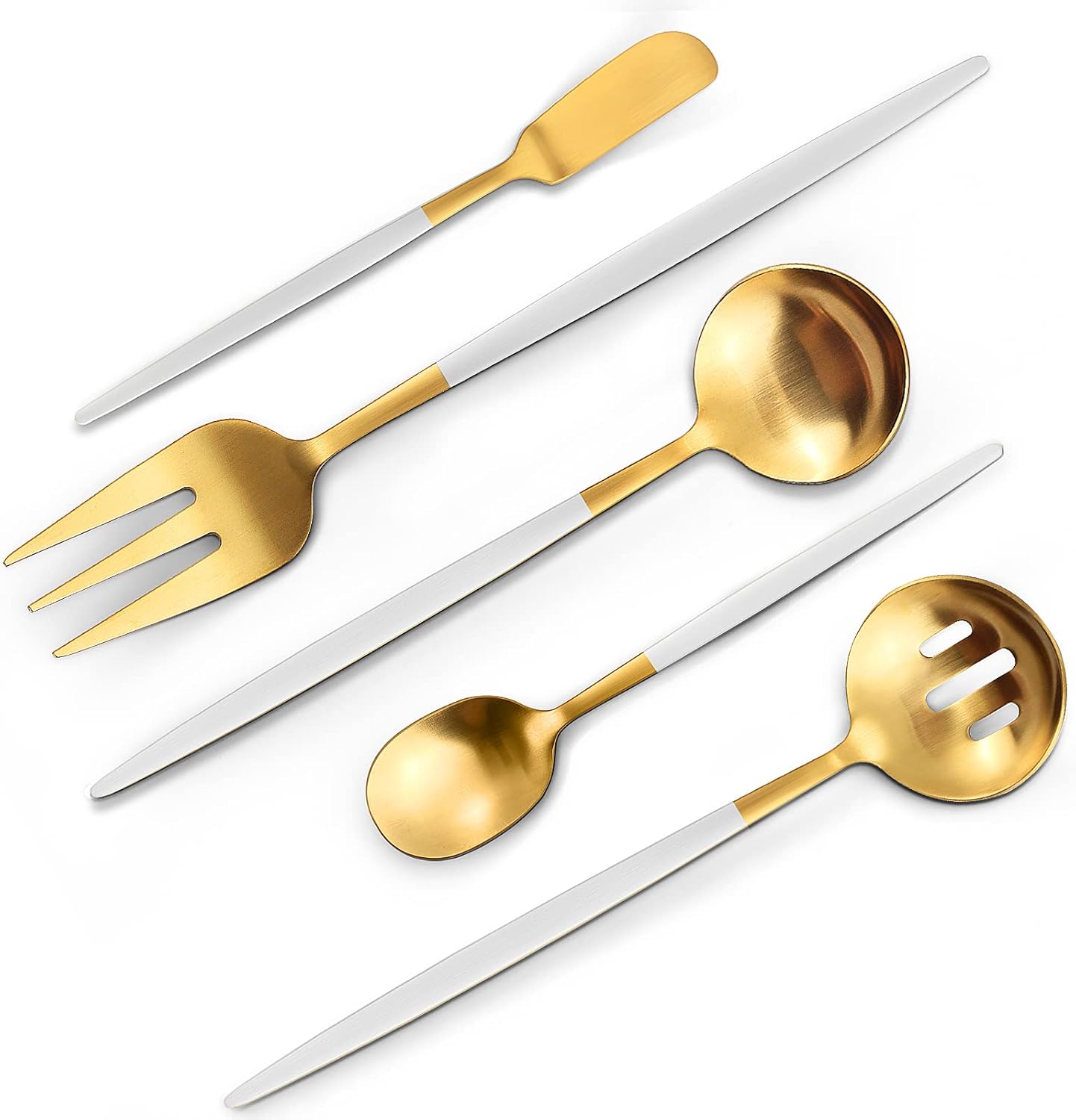 Matte Gold Silverware Set, 40-Piece Stainless Steel Flatware Set, Satin Finish tableware Cutlery Set, Service for 8, Home and Restaurant, Dishwasher Safe