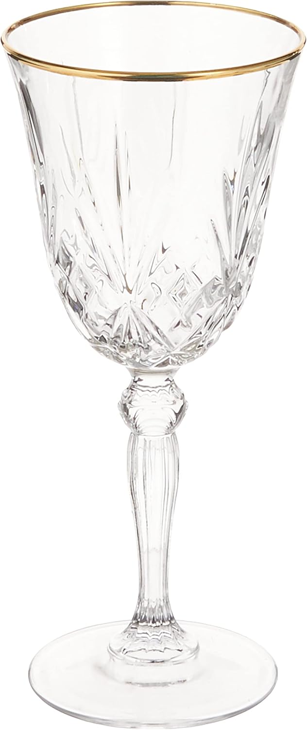 Crystal White Wine Glass with Gold Band Design, Set of 4,6 fl oz