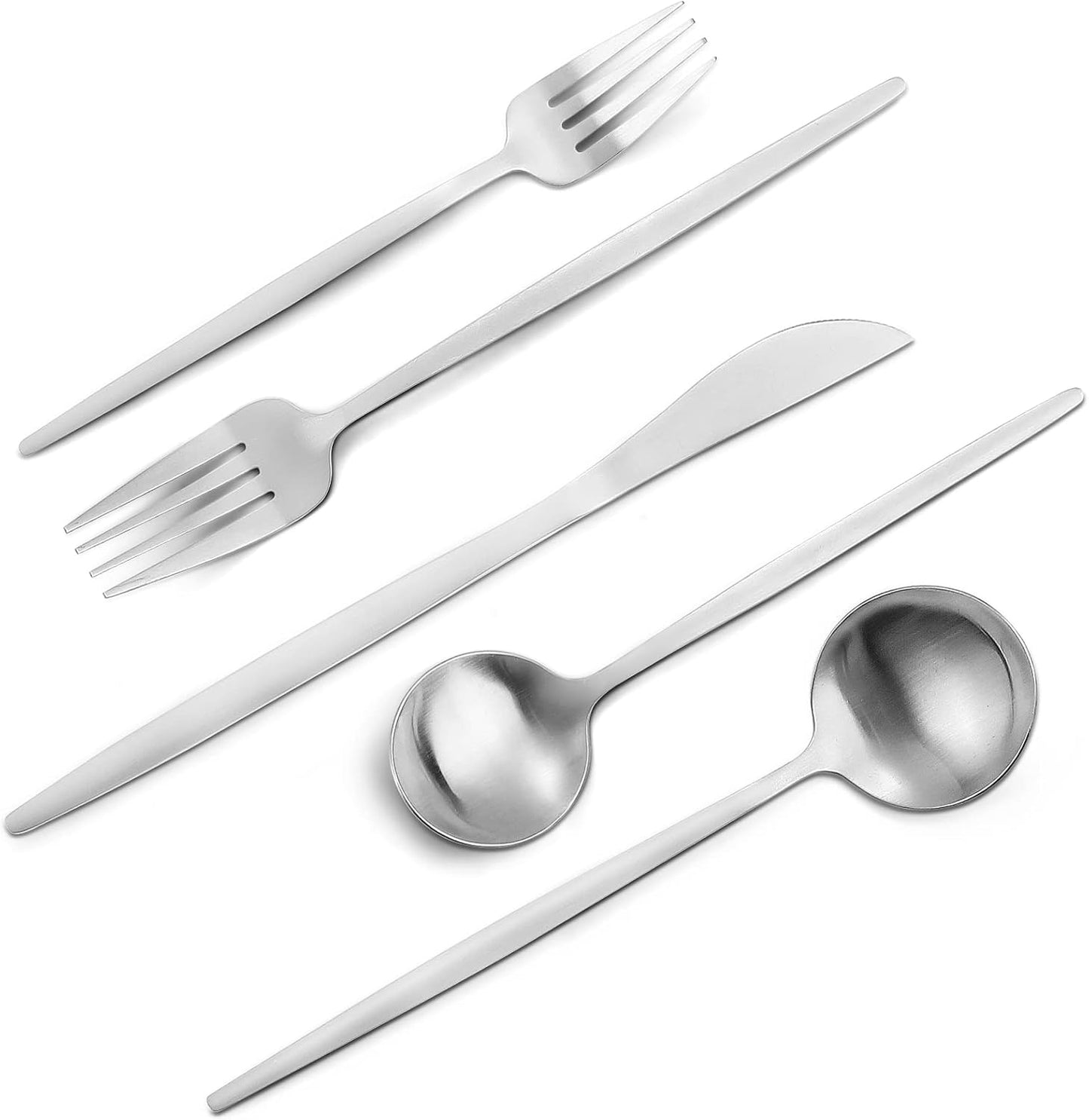 Matte Gold Silverware Set, 40-Piece Stainless Steel Flatware Set, Satin Finish tableware Cutlery Set, Service for 8, Home and Restaurant, Dishwasher Safe