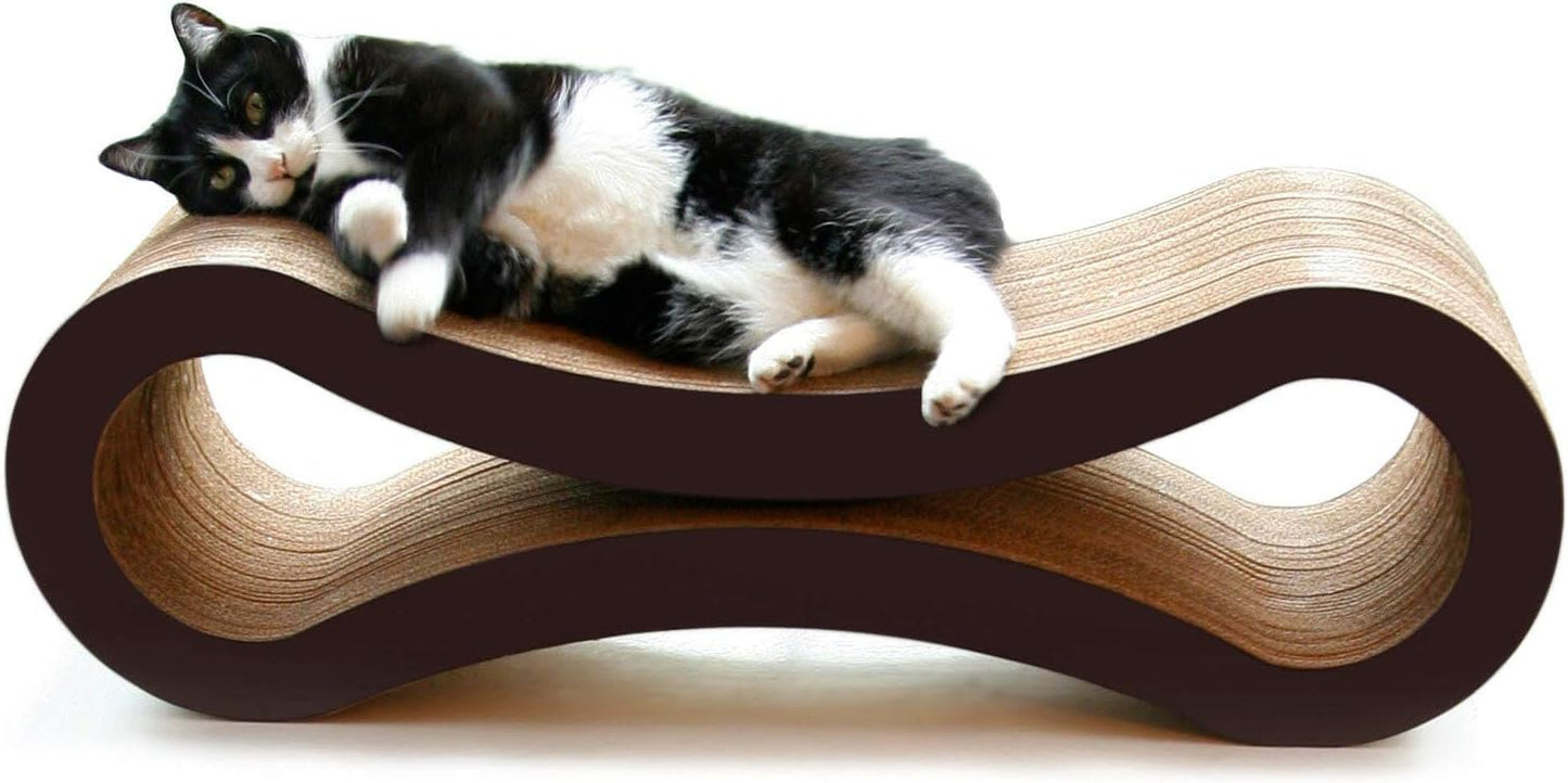 Ultimate Cat Scratcher Lounge, Reversible Infinity Style in Multiple Colors. Made from Recycled Corrugated Cardboard, Durable & Long Lasting